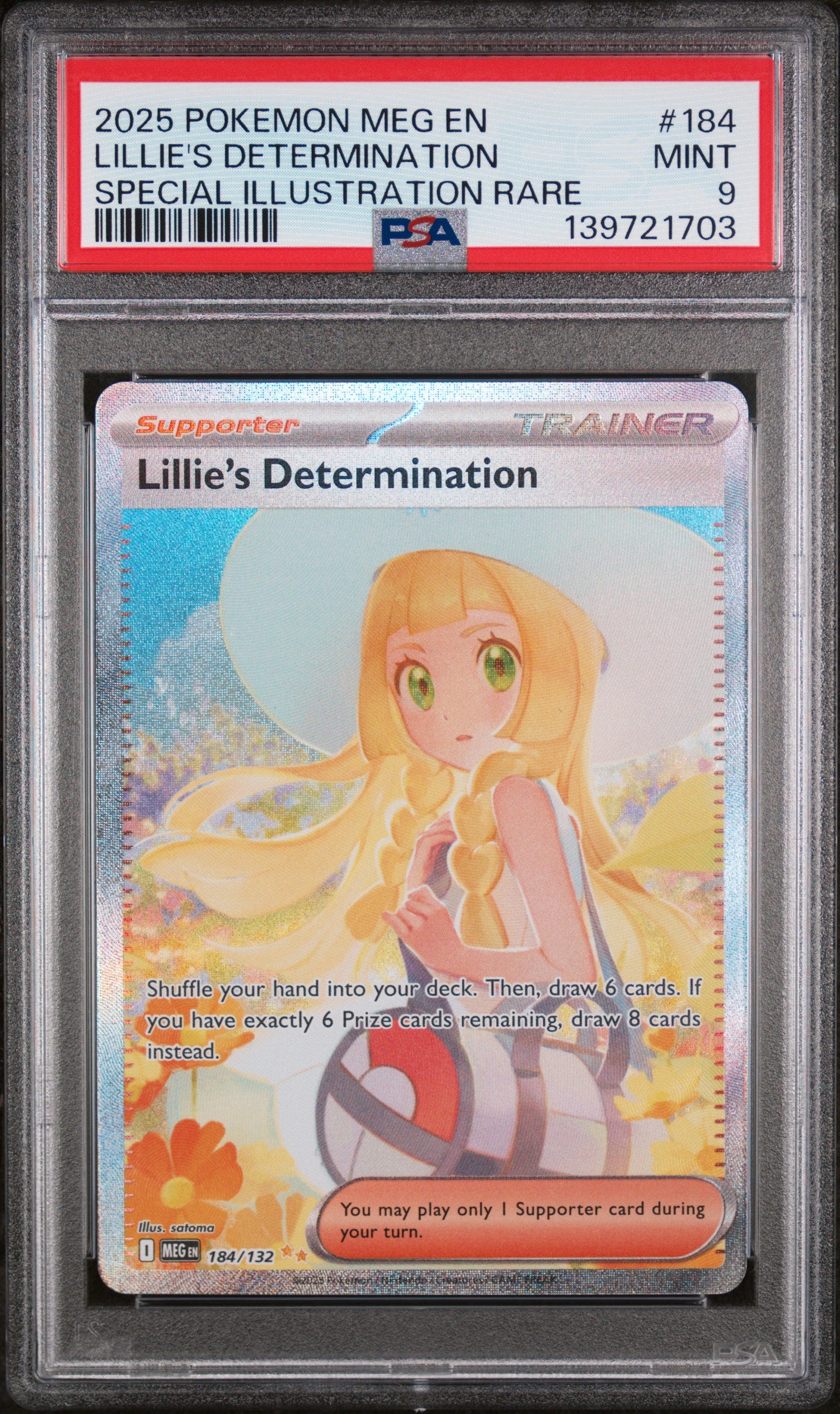 PSA 9 Lillie's Determination #184 Mega Evolution