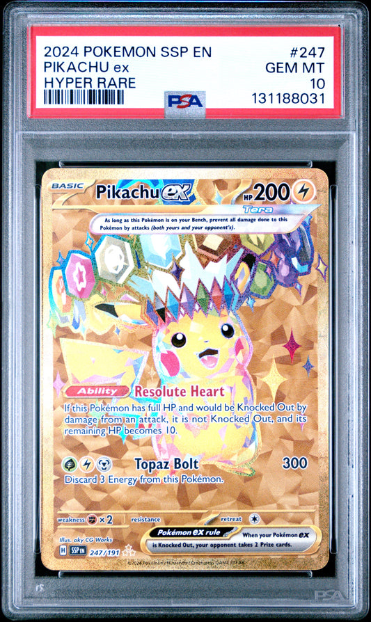 PSA 10 Pikachu ex #247 Surging Sparks