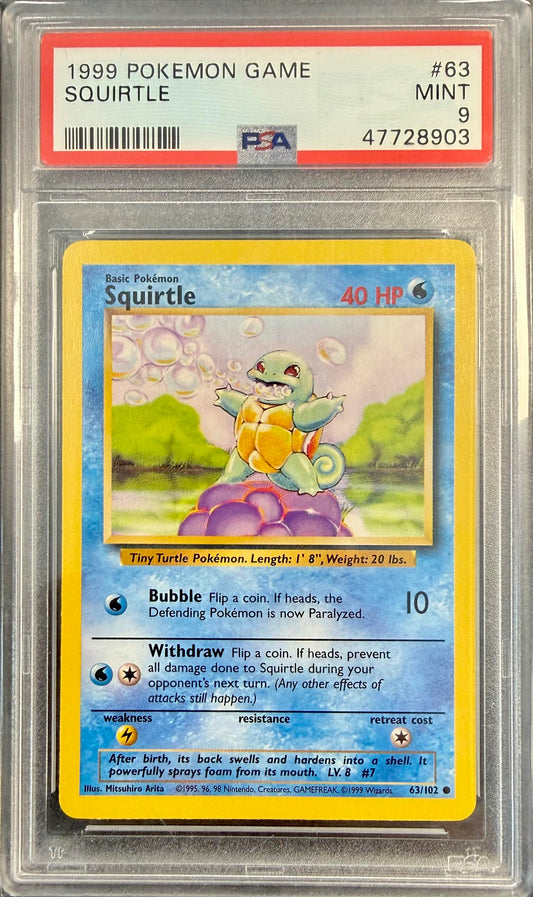 PSA 9 Squirtle #63 Base Set