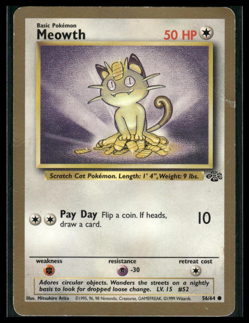 Meowth #56/64 Gold Border Jungle HP