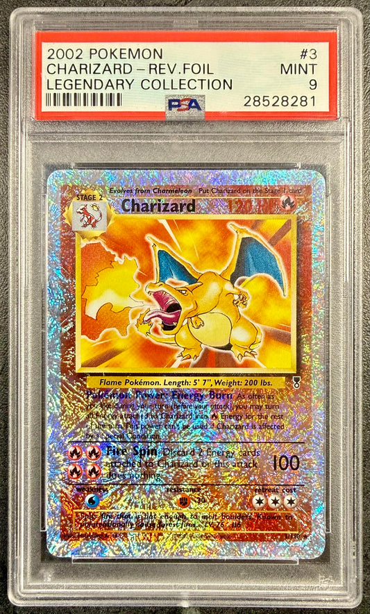 PSA 9 Charizard #3 Reverse "Fireworks" Foil Legendary Collection