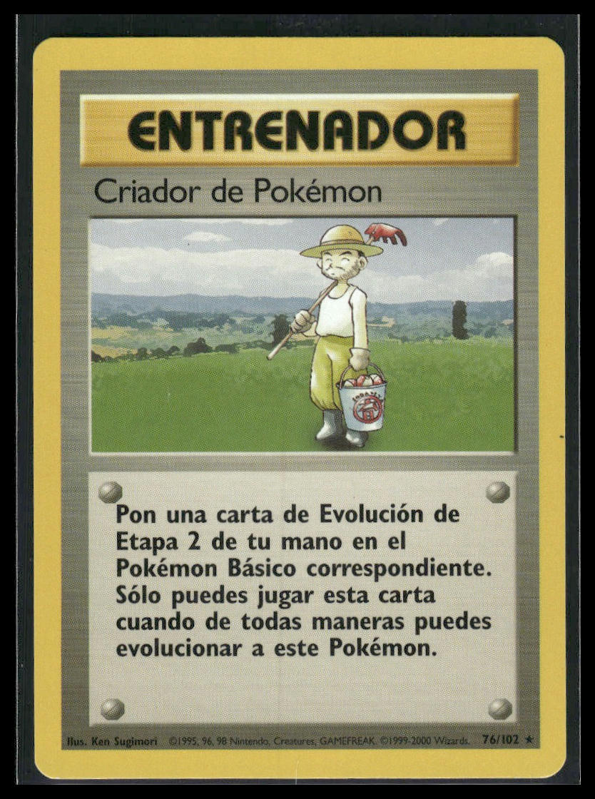 Criador de Pokemon (Pokemon Breeder) #76/102 SPANISH Base Set MP