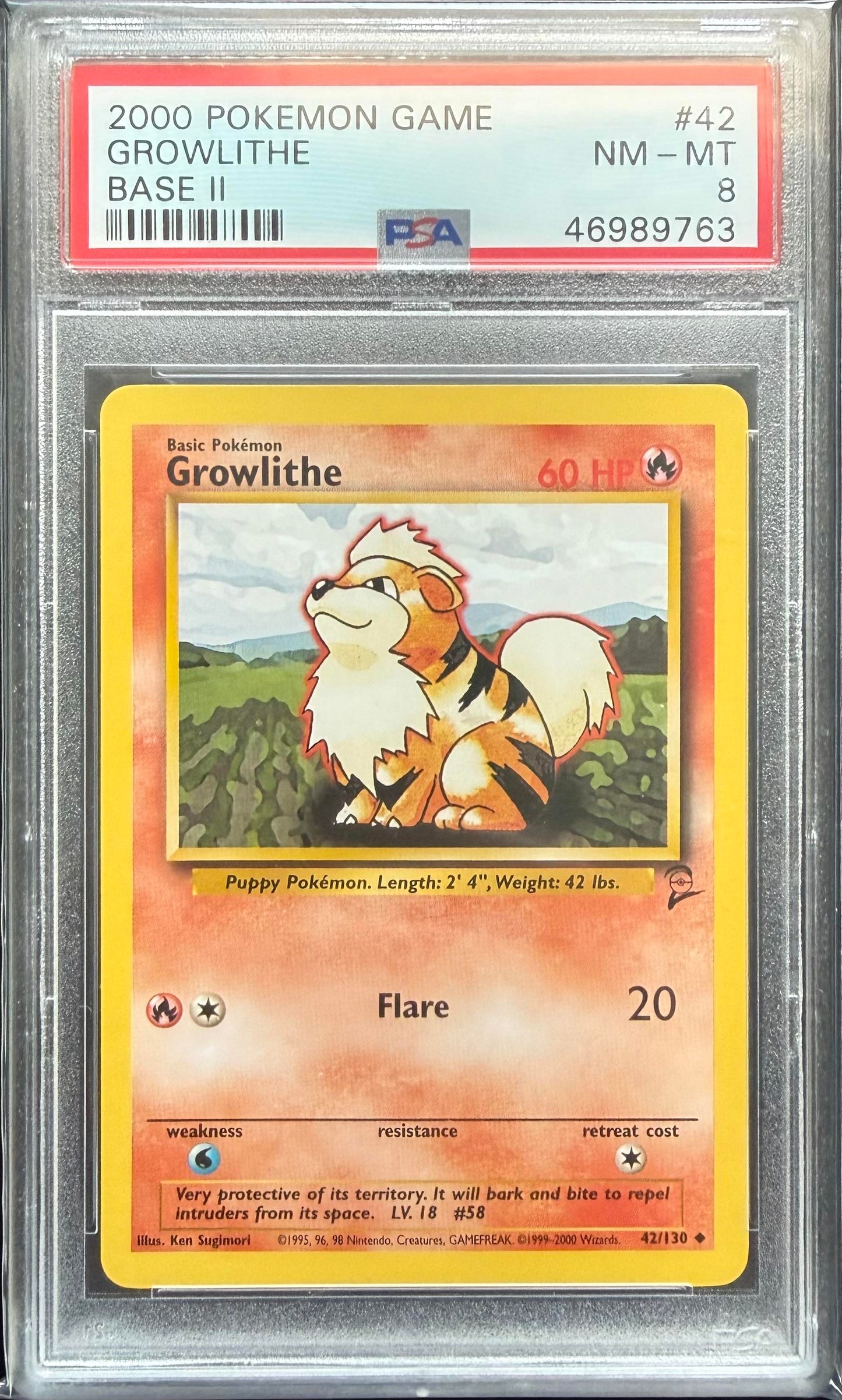 PSA 8 Growlithe #42 Base Set 2