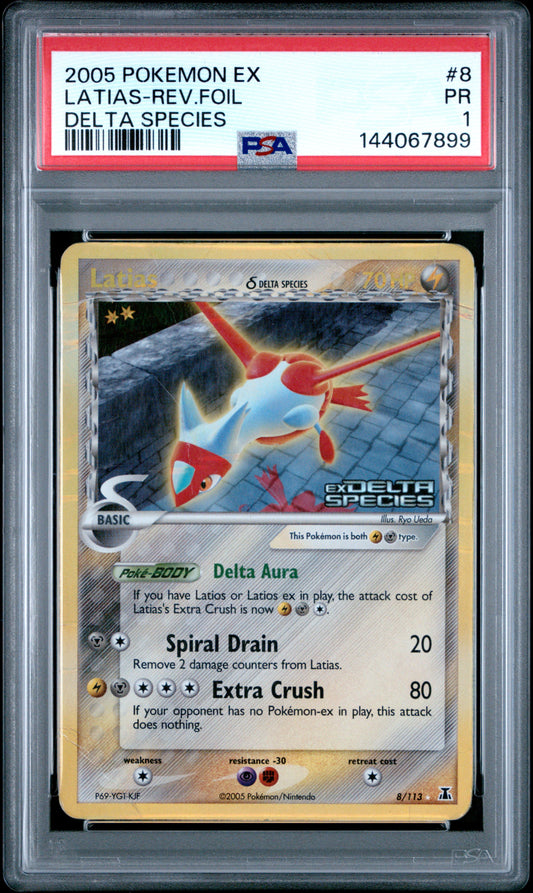 PSA 1 Latias #8 STAMPED Reverse Holo Delta Species