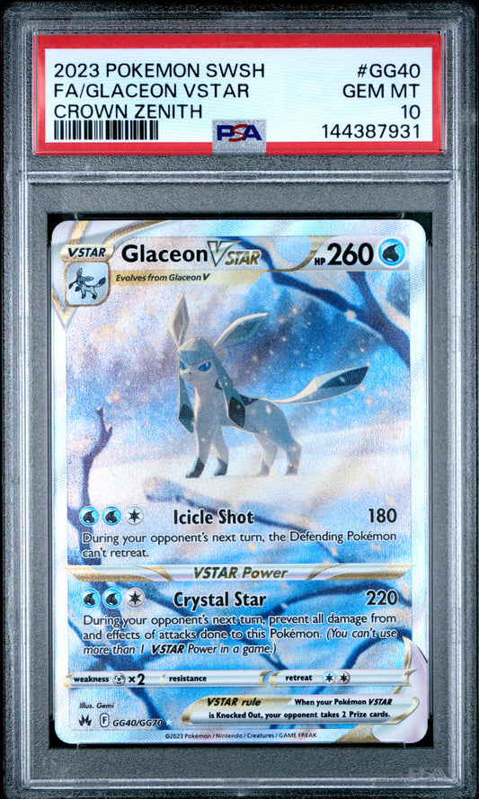 PSA 10 Glaceon VSTAR #GG40/GG70 Crown Zenith