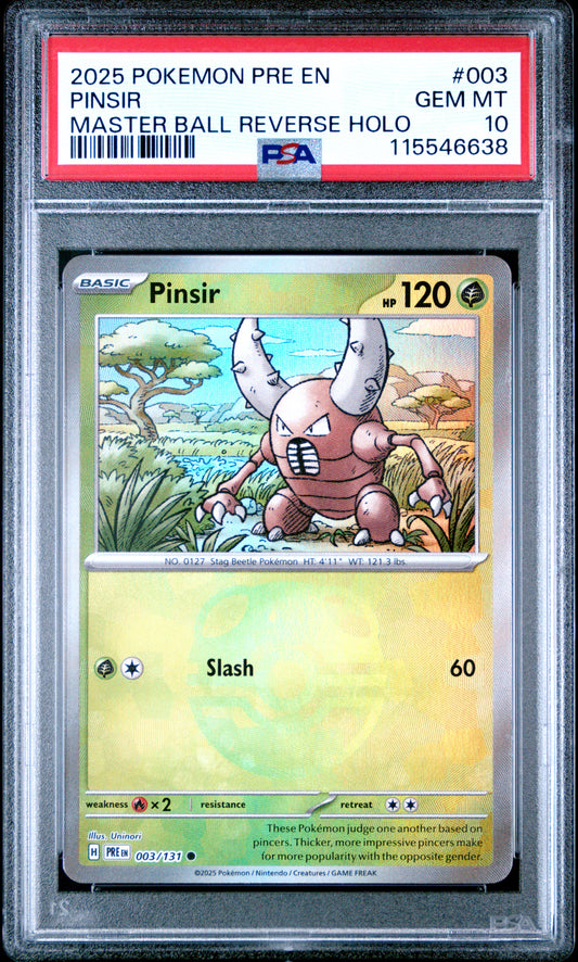 PSA 10 Pinsir (Master Ball) #003 Prismatic Evolutions