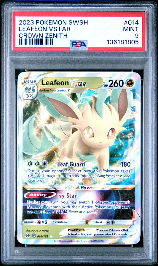 PSA 9 Leafeon VSTAR #014 Crown Zenith