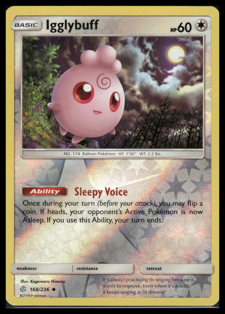 Igglybuff #168/236 Reverse Holo Cosmic Eclipse LP