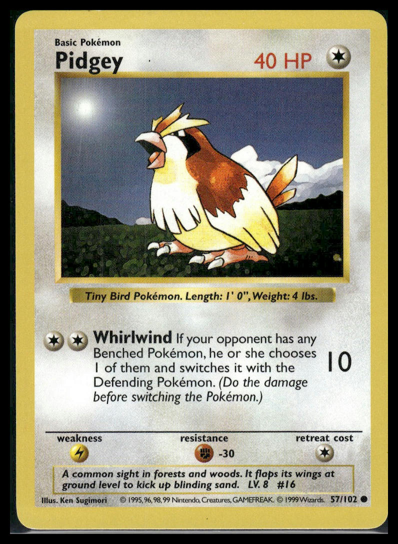 Pidgey (Shadowless) #057/102 Base Set LP