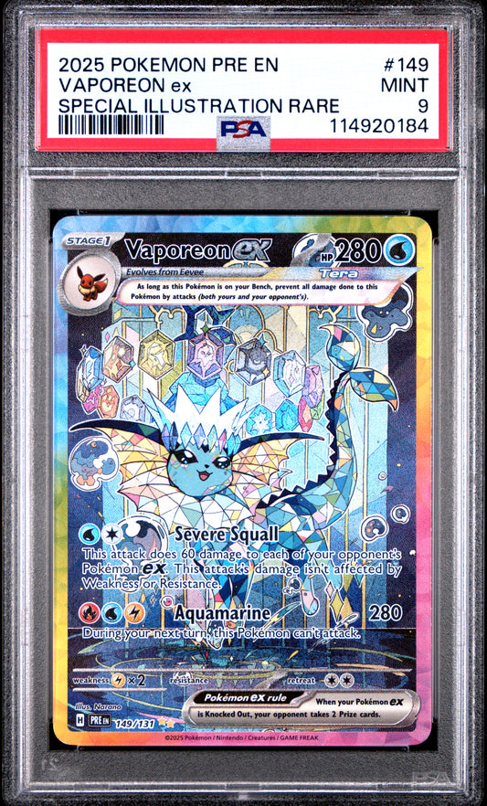 PSA 9 Vaporeon ex #149 Prismatic Evolutions