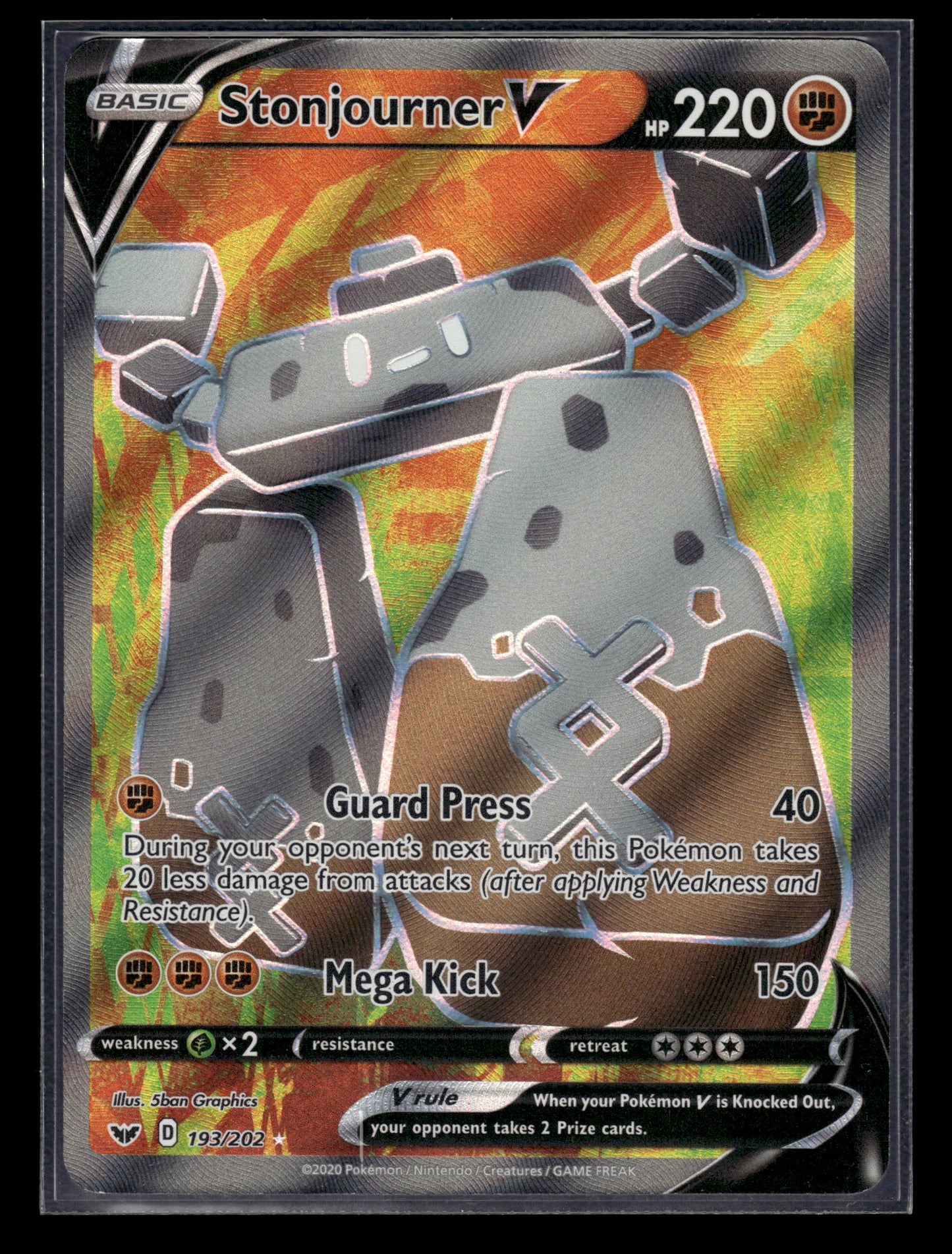 Stonjourner V (Full Art) #193/202 Sword & Shield Base Set VLP