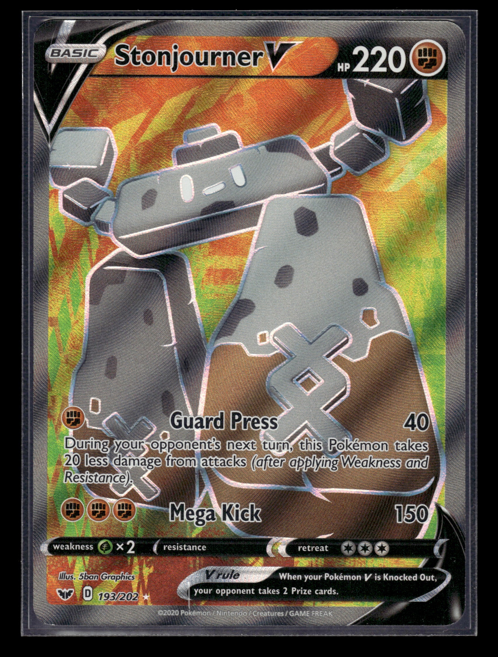 Stonjourner V (Full Art) #193/202 Sword & Shield Base Set VLP