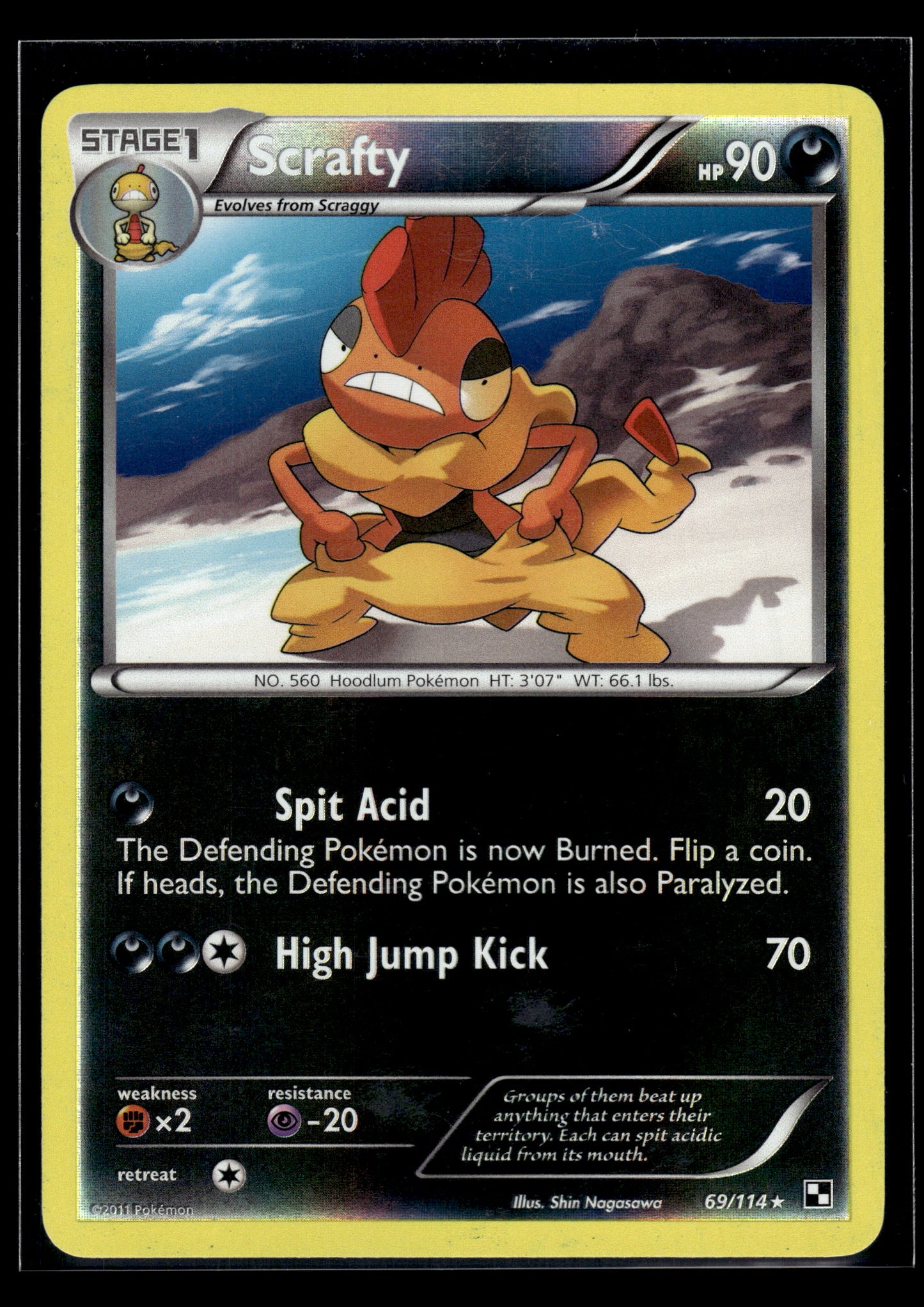 Scrafty #69/114 Reverse Holo Black and White MP