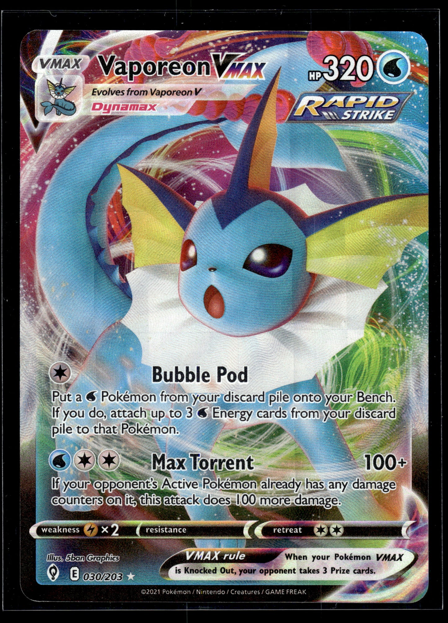Vaporeon VMAX #030/203 Evolving Skies VLP