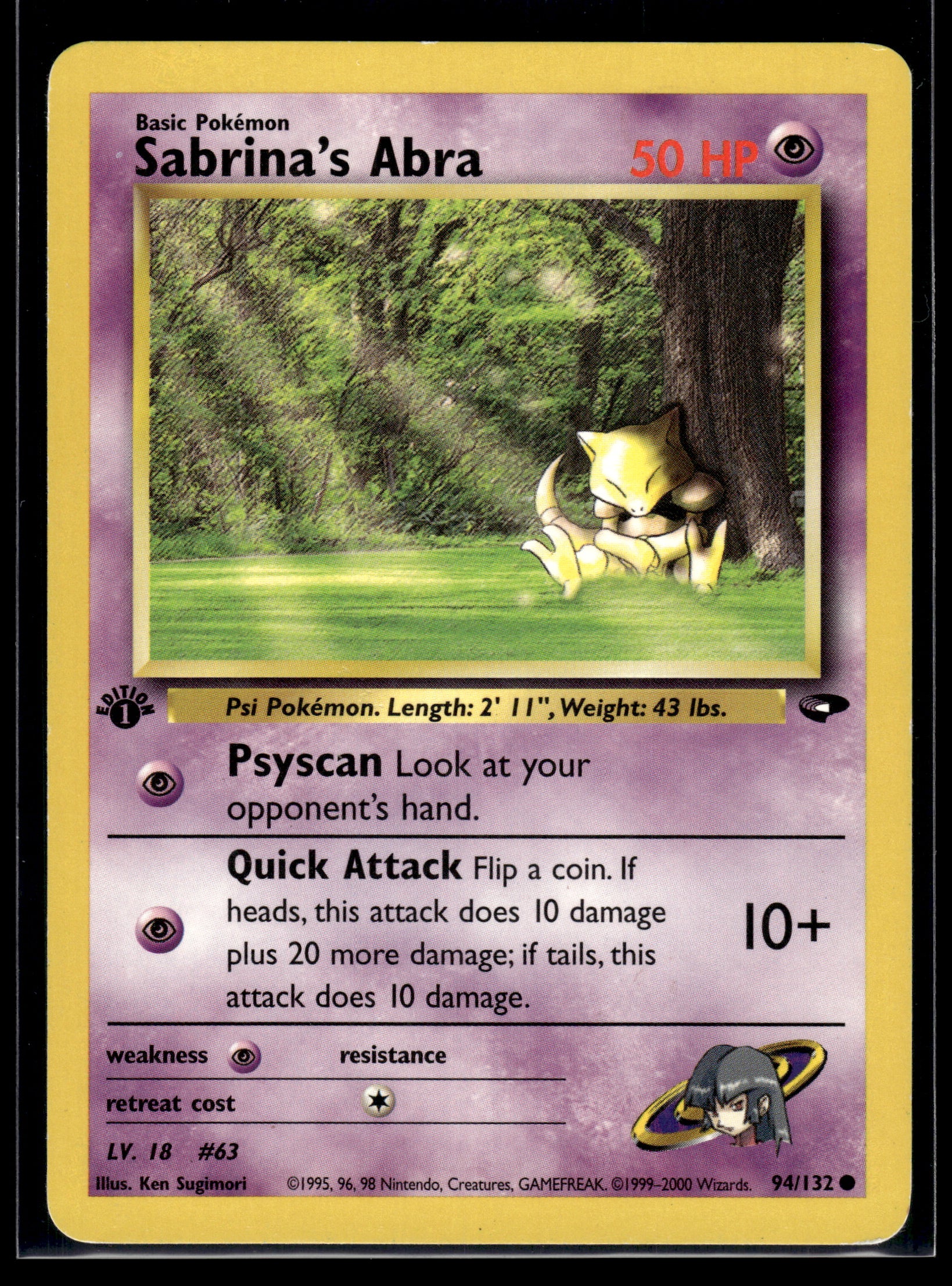 Sabrina's Abra #094/132 1st Edition Gym Challenge MP