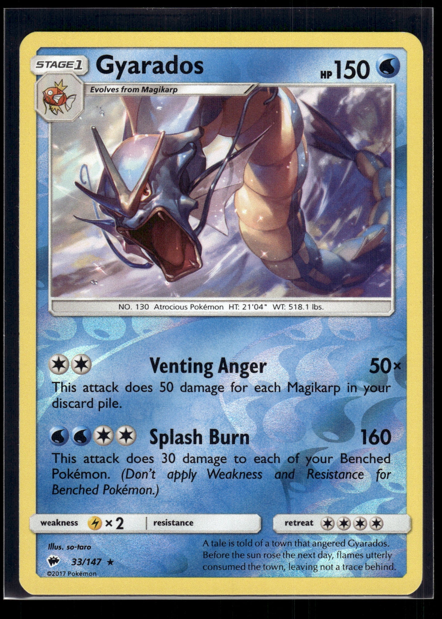 Gyarados #33/147 Reverse Holo SM - Burning Shadows LP
