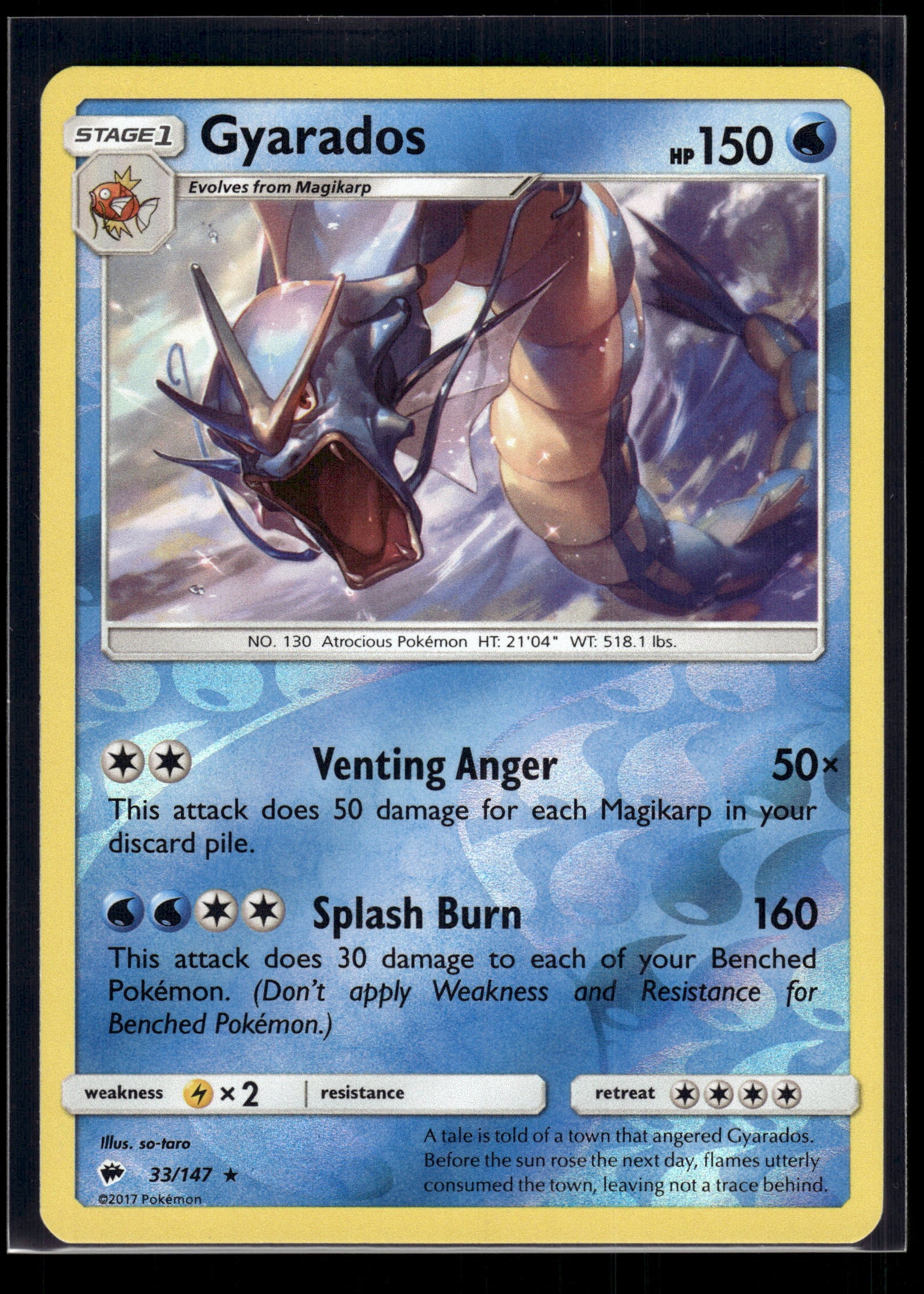 Gyarados #33/147 Reverse Holo SM - Burning Shadows LP