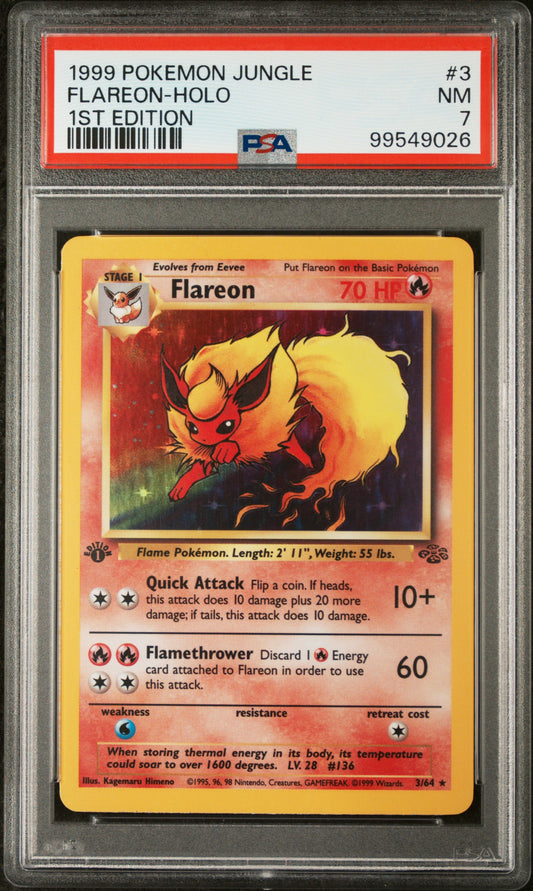 PSA 7 Flareon #3 1st Edition Jungle