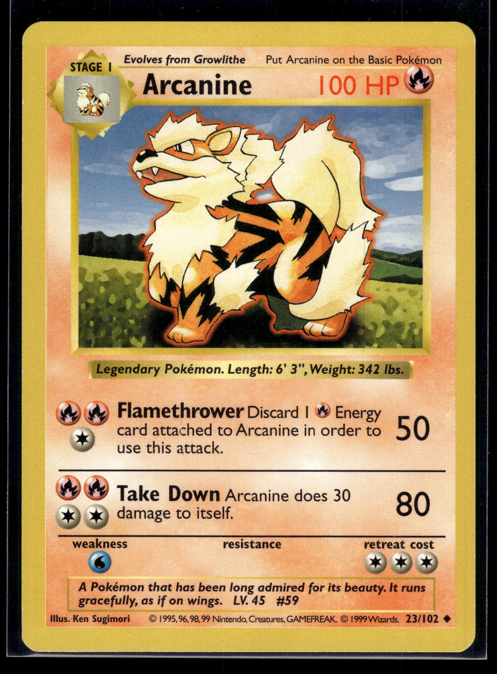 Arcanine #023/102 Base Set (Shadowless) LP