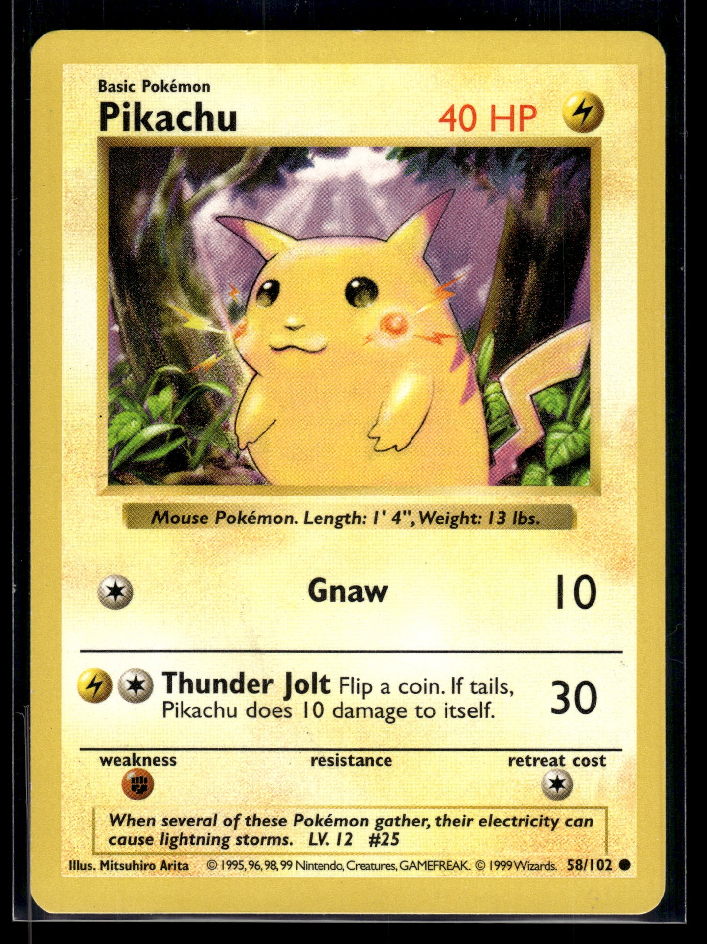 Pikachu #058/102 Shadowless Red Cheeks Base Set MP