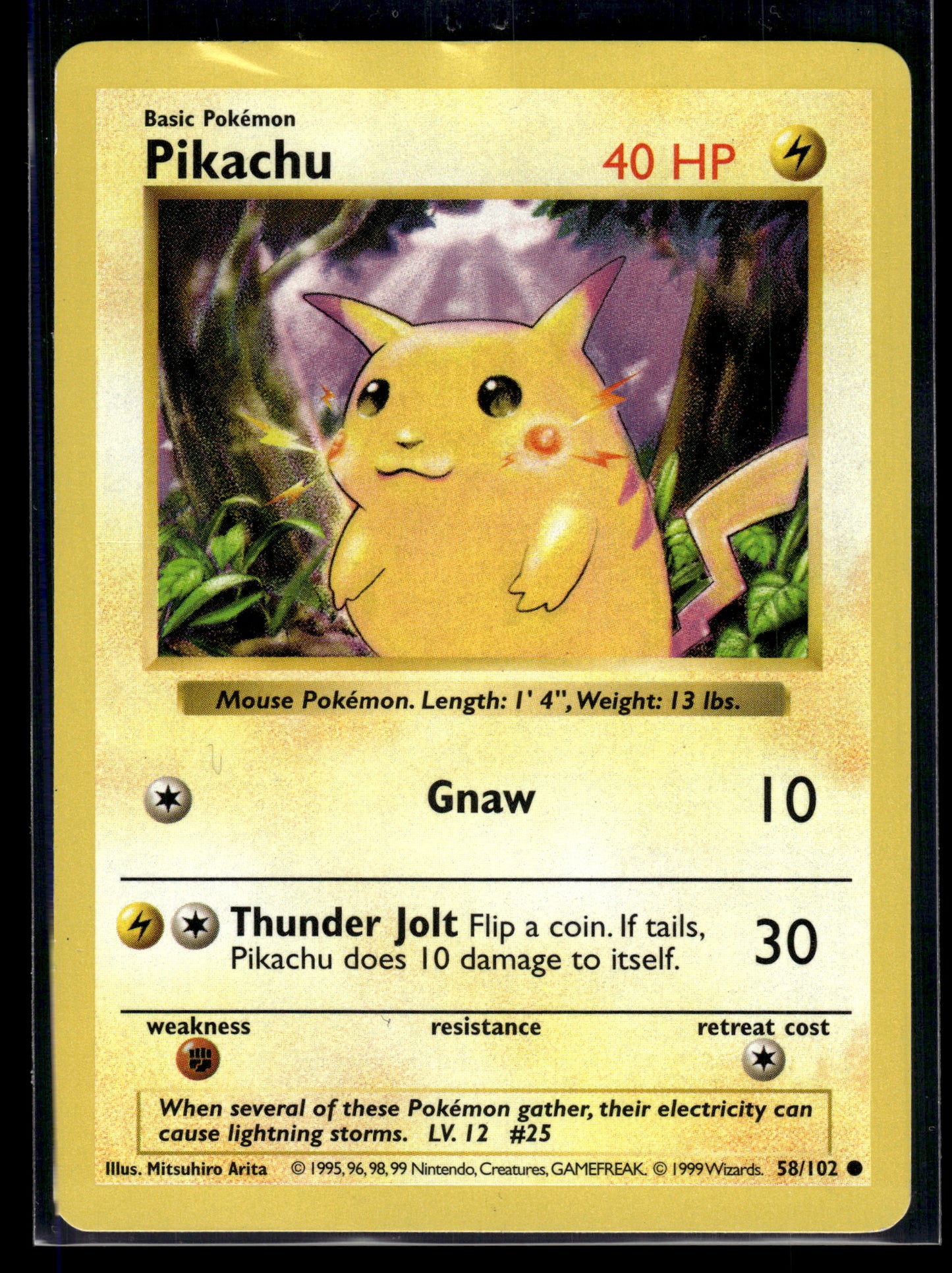 Pikachu #058/102 Shadowless Red Cheeks Base Set HP