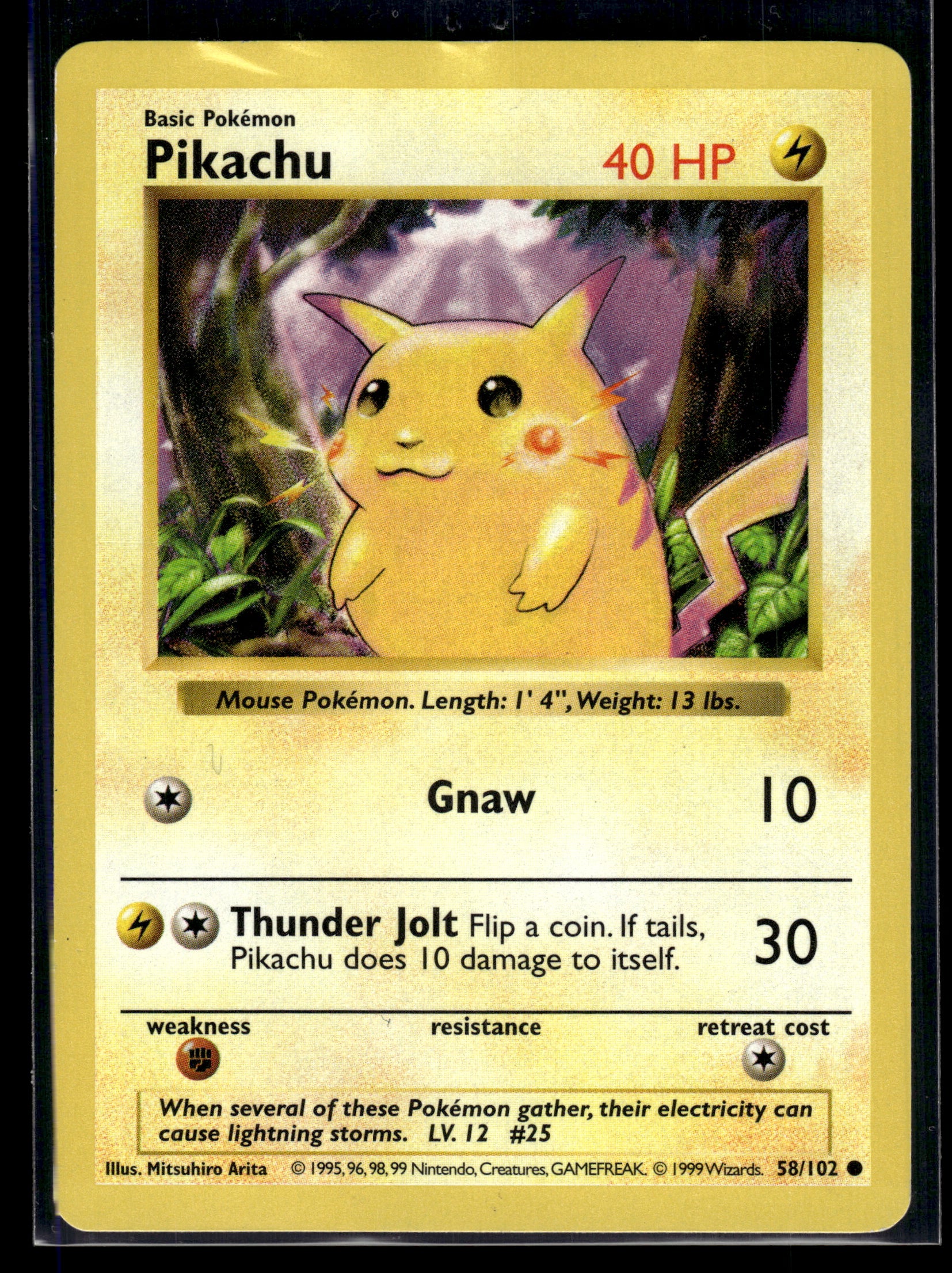 Pikachu #058/102 Shadowless Red Cheeks Base Set HP