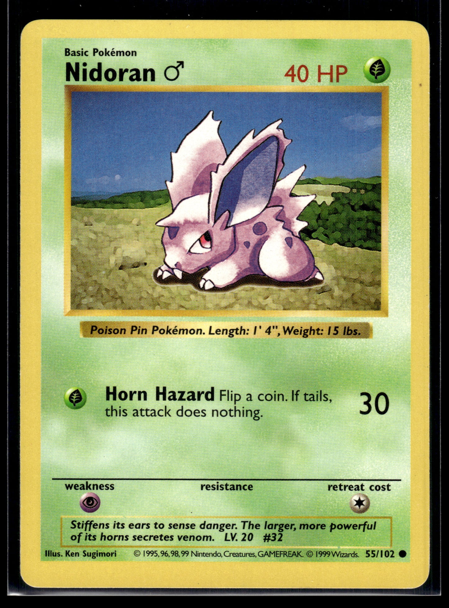 Nidoran M (Shadowless) #055/102 Base Set LP