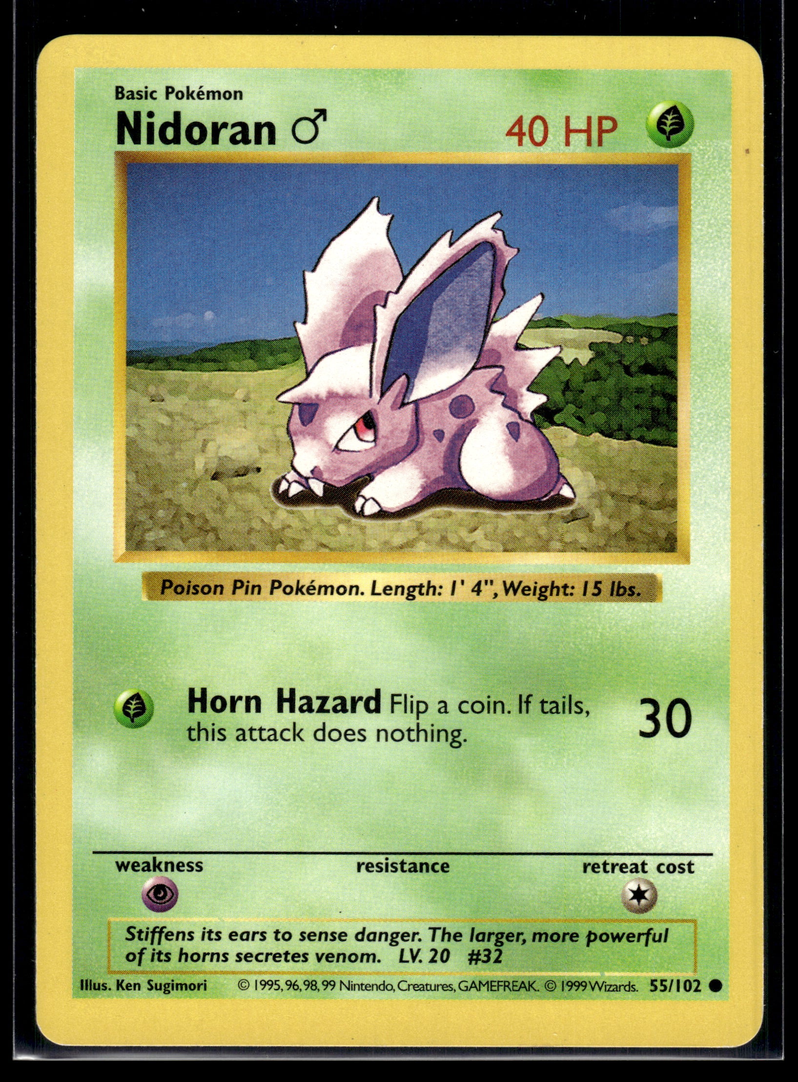 Nidoran M (Shadowless) #055/102 Base Set LP