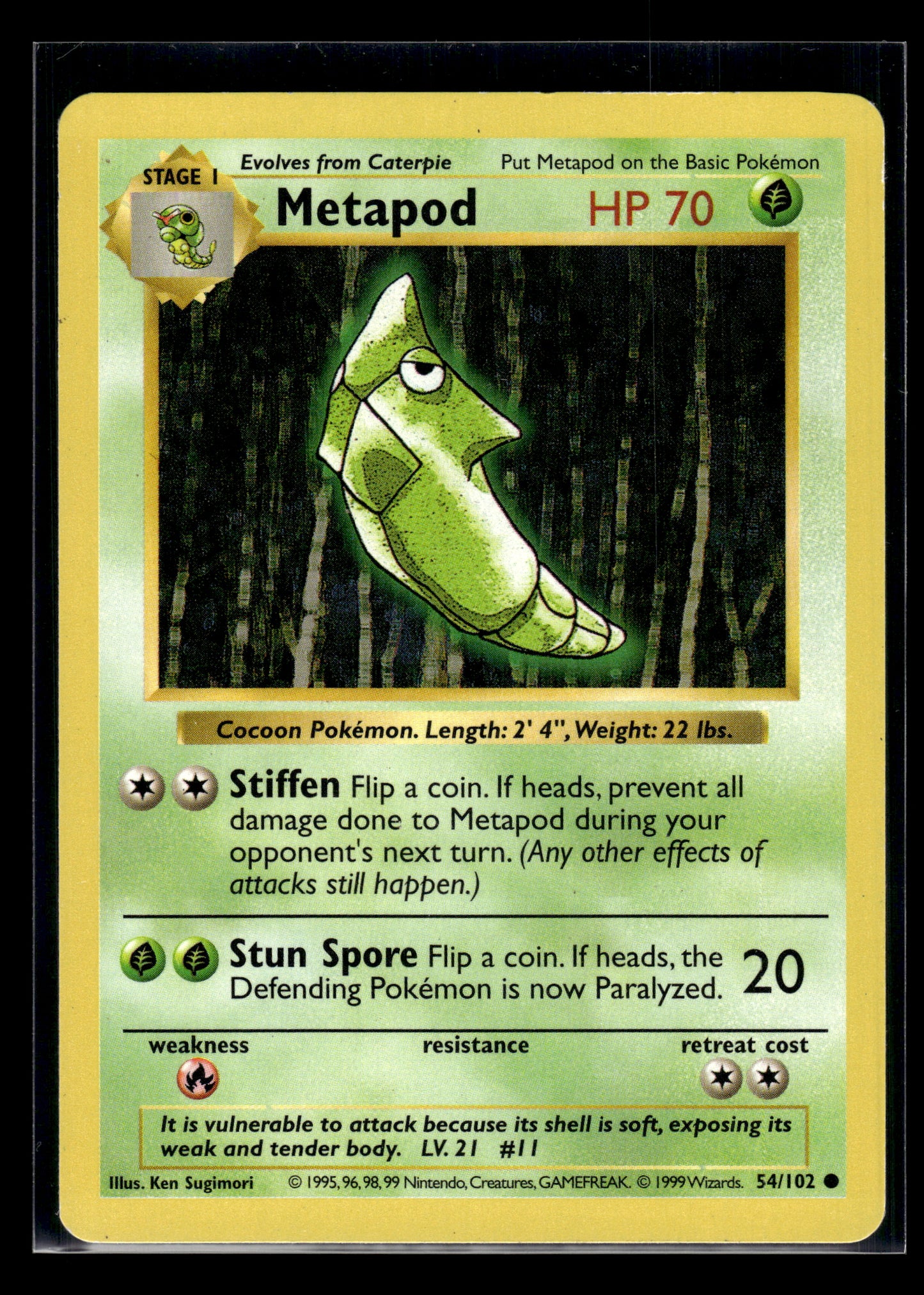 Metapod (Shadowless) #054/102 Base Set LP