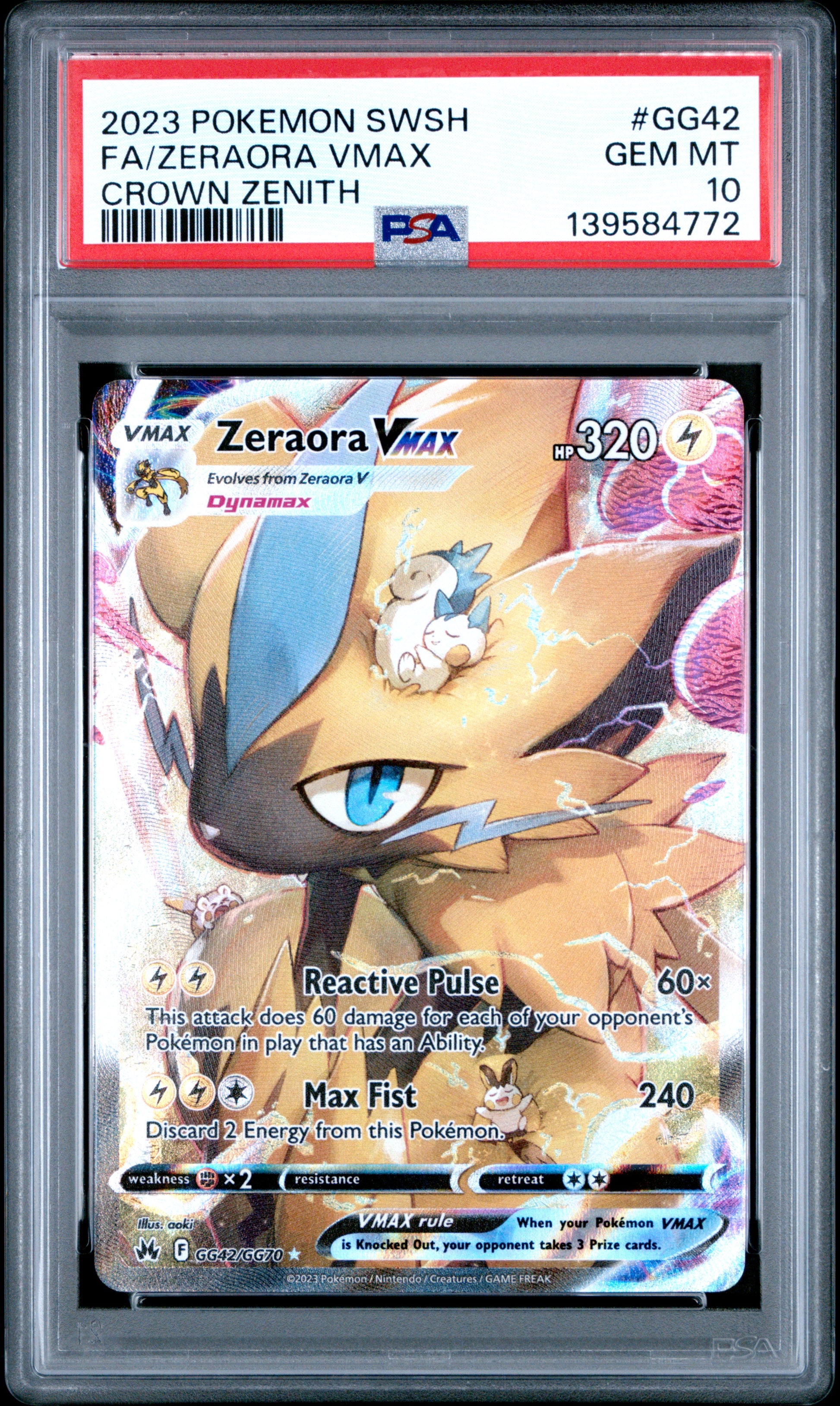 PSA 10 Zeraora VMAX #GG42 Crown Zenith