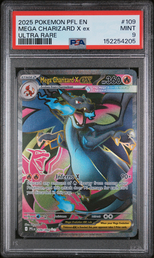 PSA 9 Mega Charizard X ex #109 Phantasmal Flames