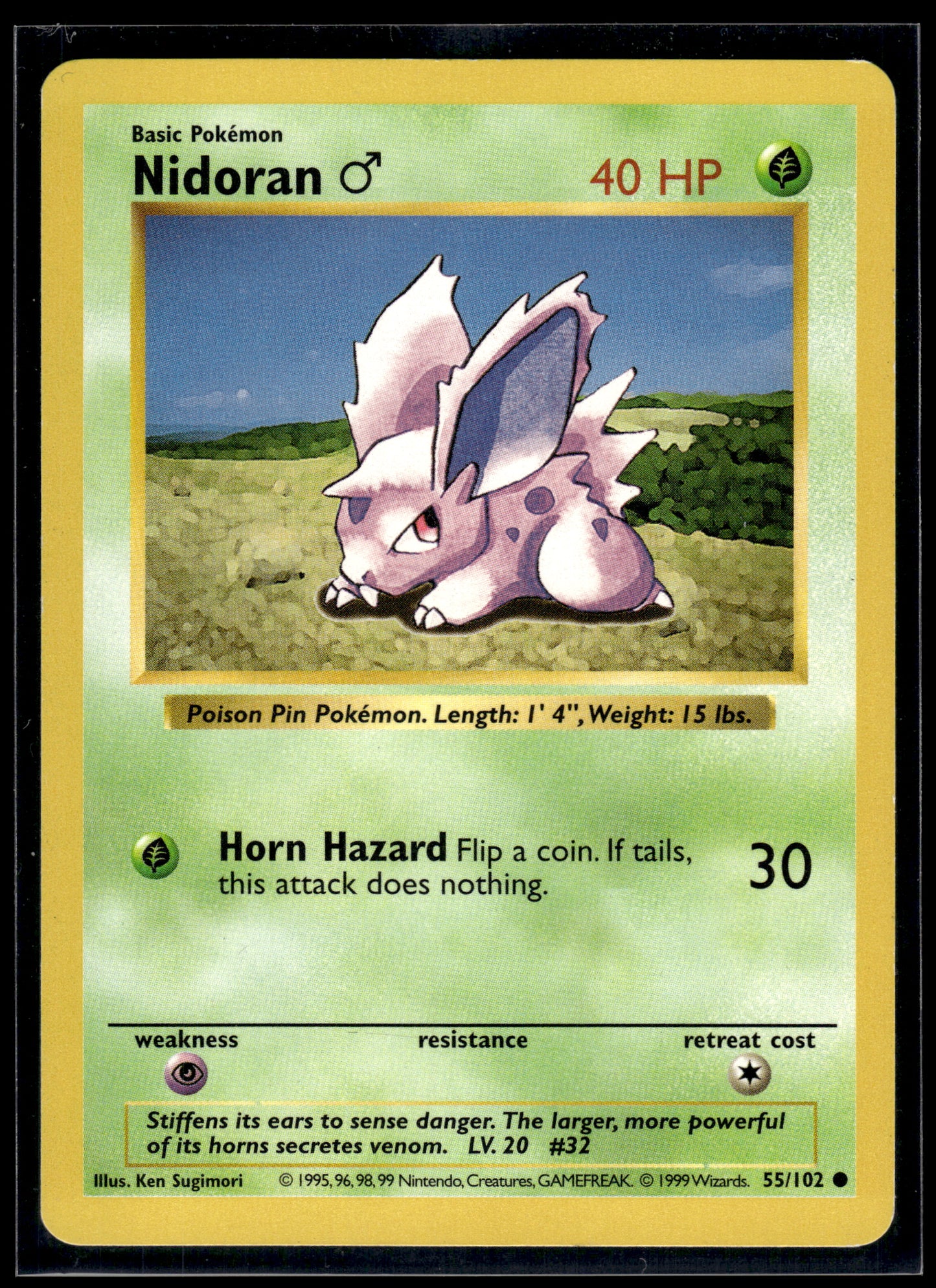 Nidoran M (Shadowless) #055/102 Base Set LP