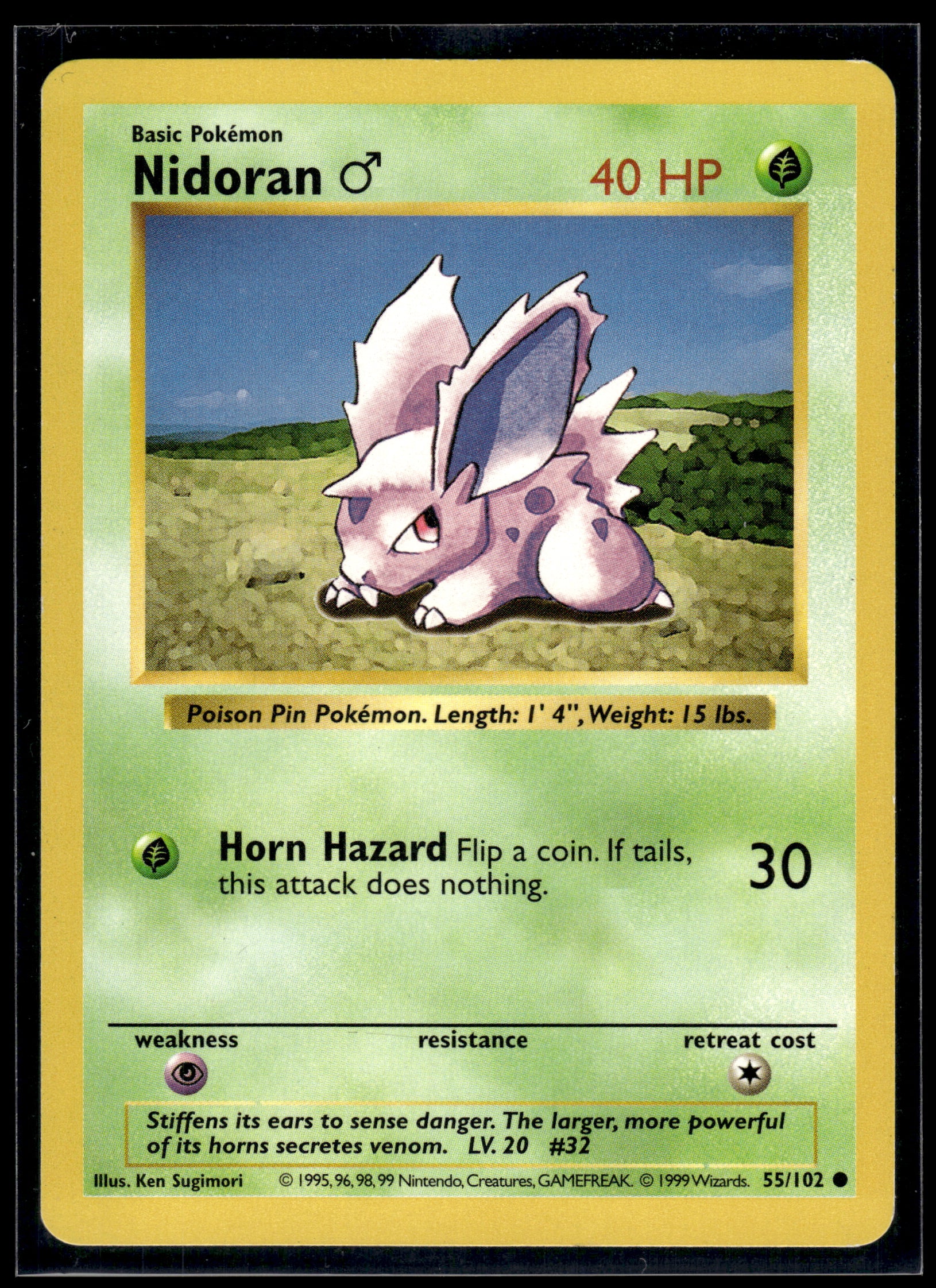 Nidoran M (Shadowless) #055/102 Base Set LP