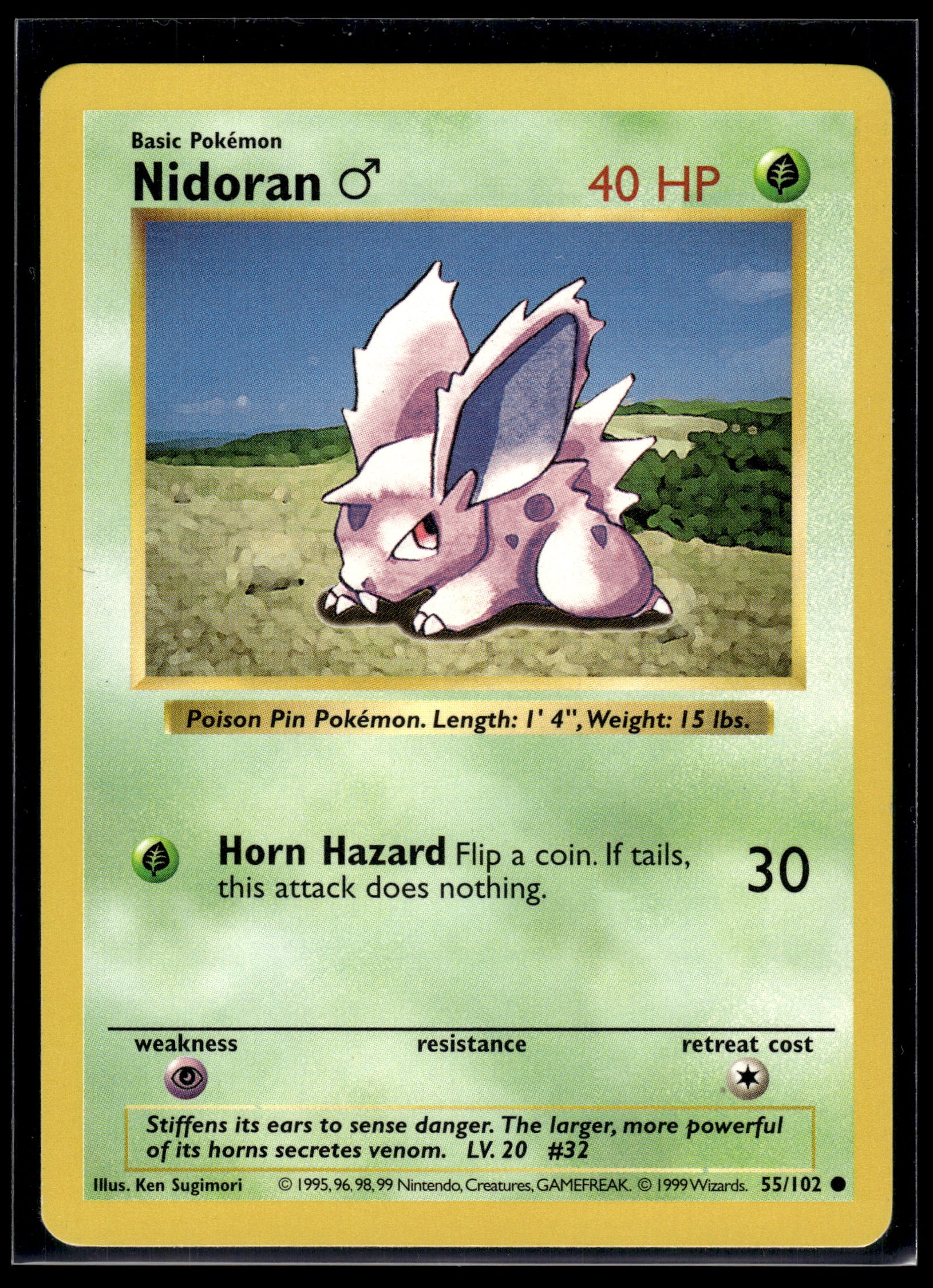 Nidoran M (Shadowless) #055/102 Base Set LP