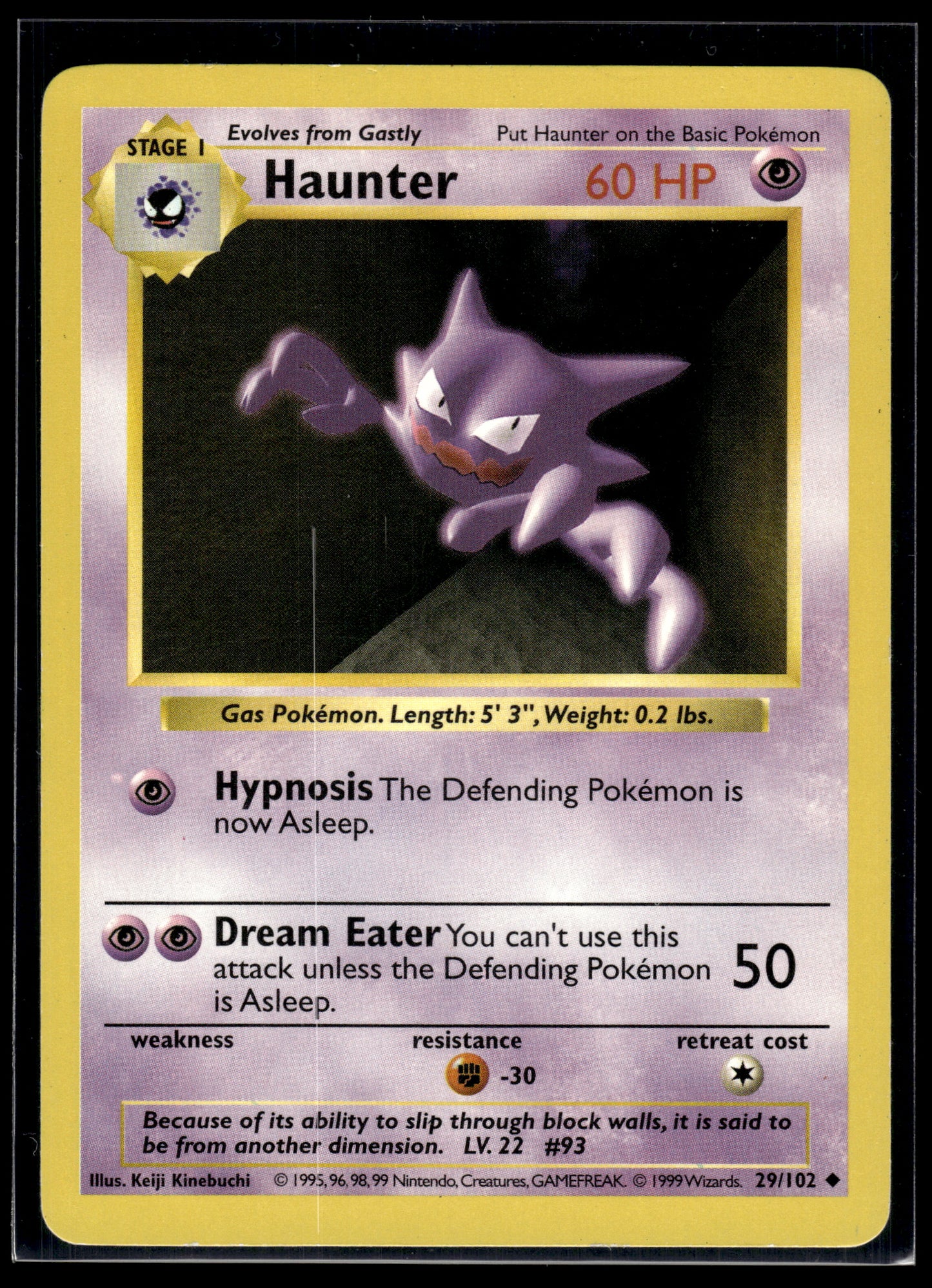 Haunter (Shadowless) #029/102 Base Set LP