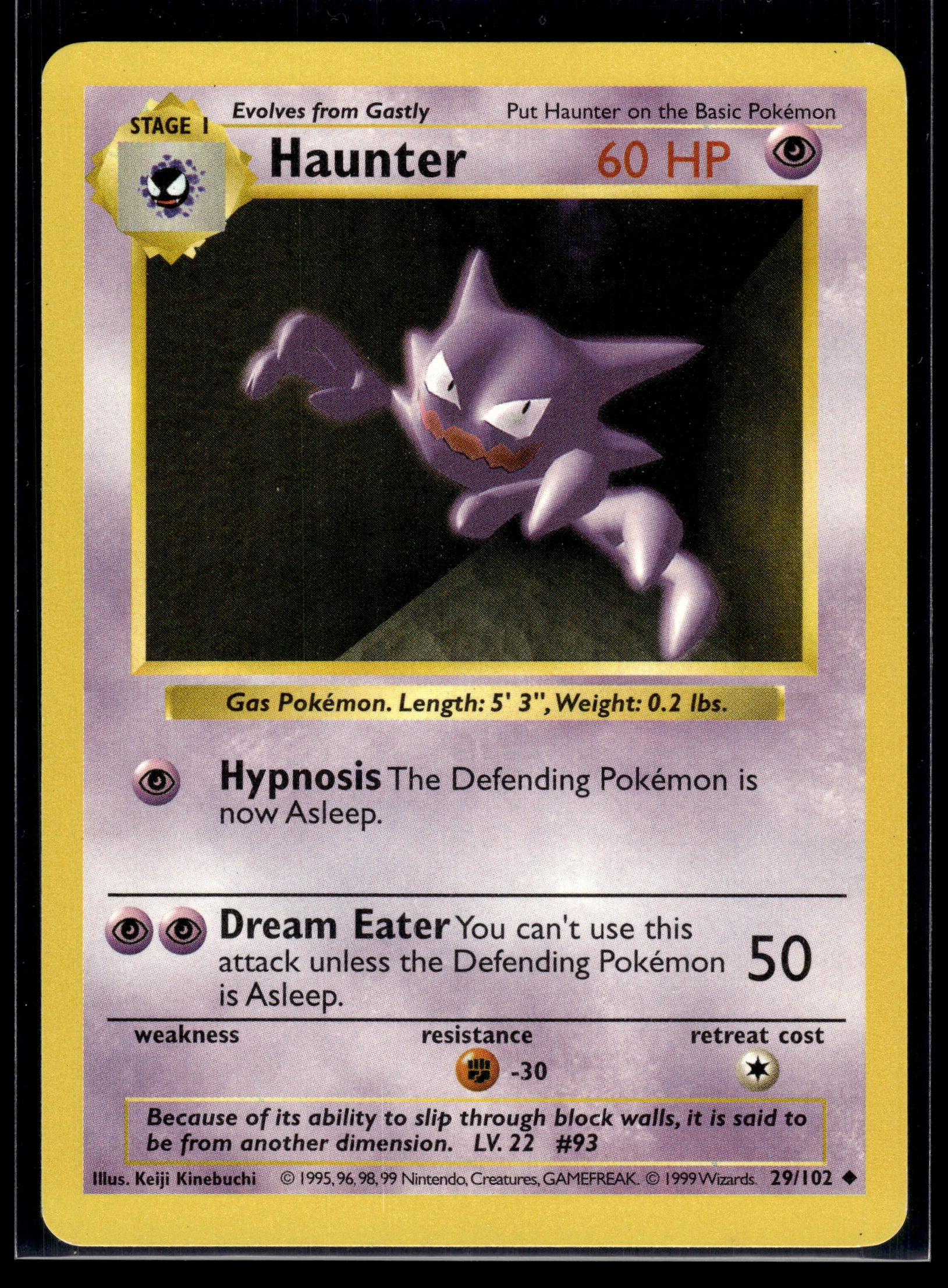 Haunter (Shadowless) #029/102 Base Set LP