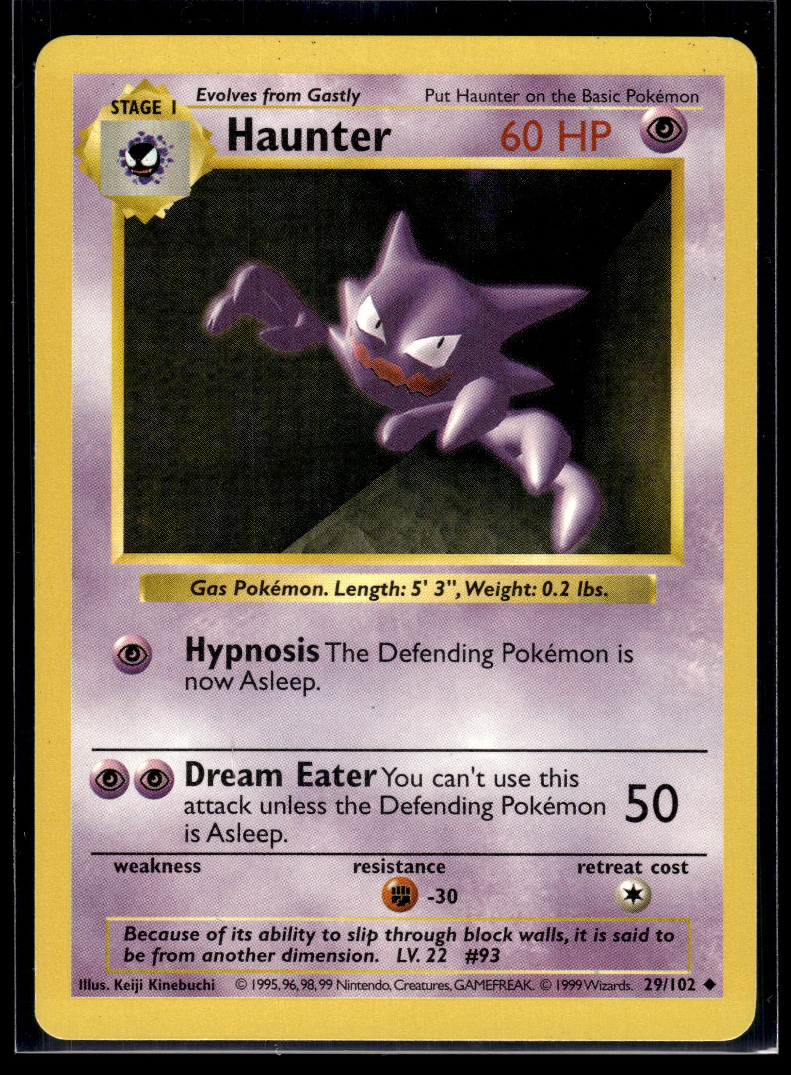 Haunter (Shadowless) #029/102 Base Set LP