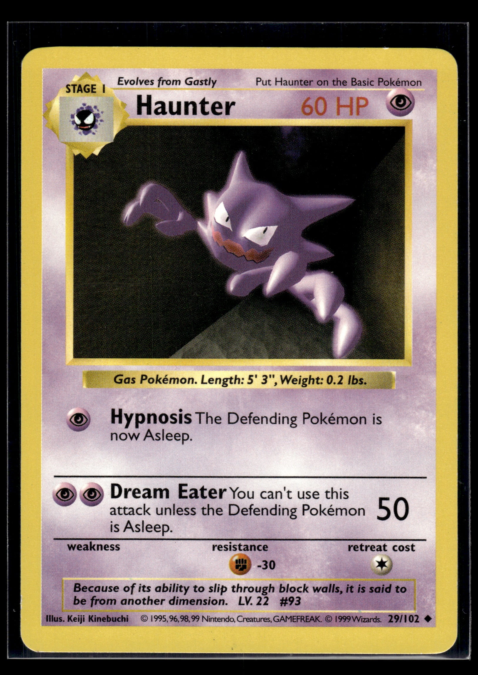 Haunter (Shadowless) #029/102 Base Set LP