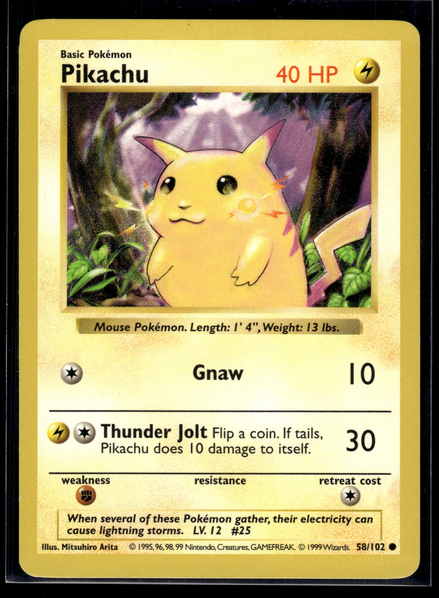 Pikachu (Shadowless) #058/102 Base Set LP