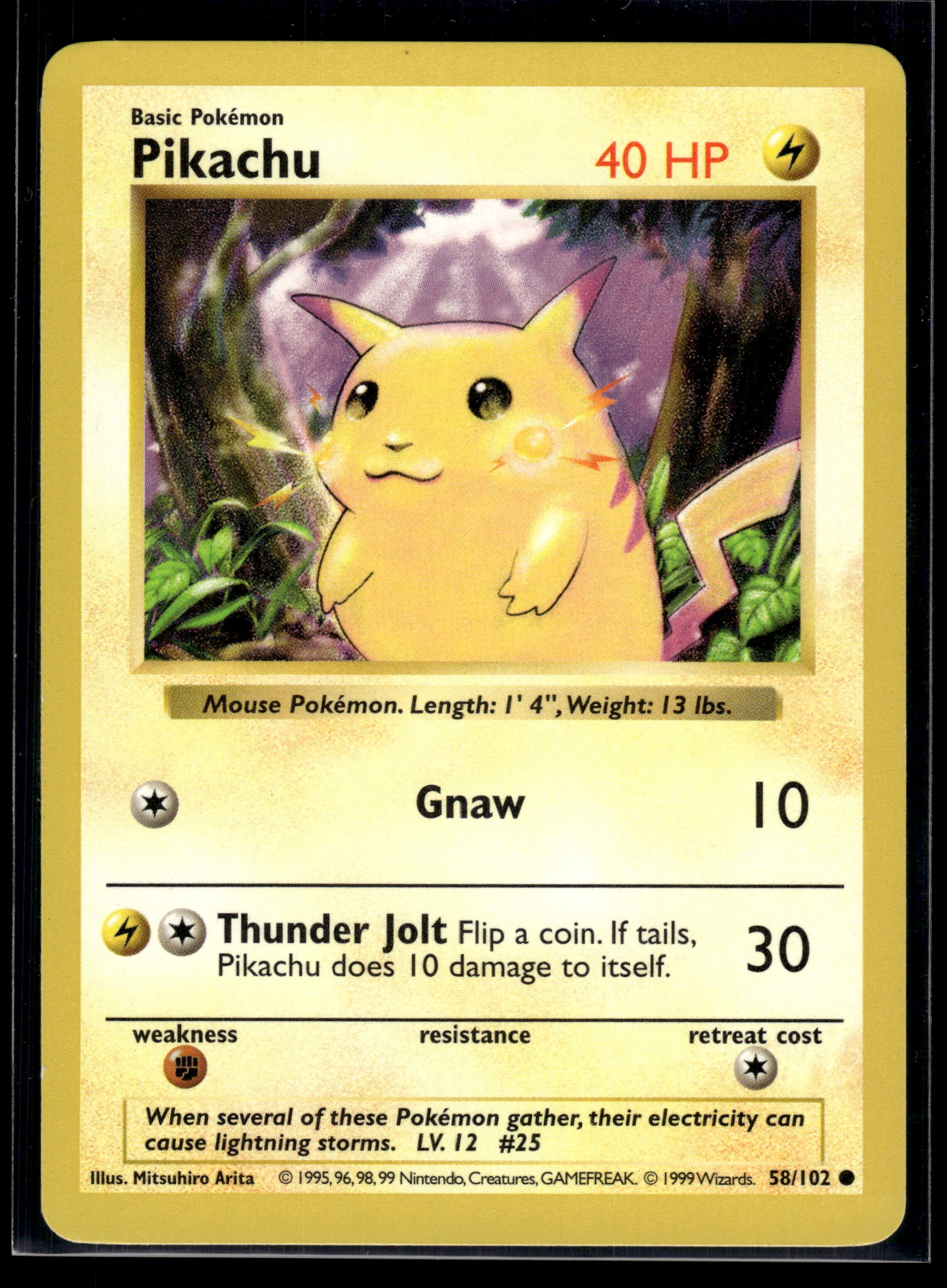 Pikachu (Shadowless) #058/102 Base Set LP