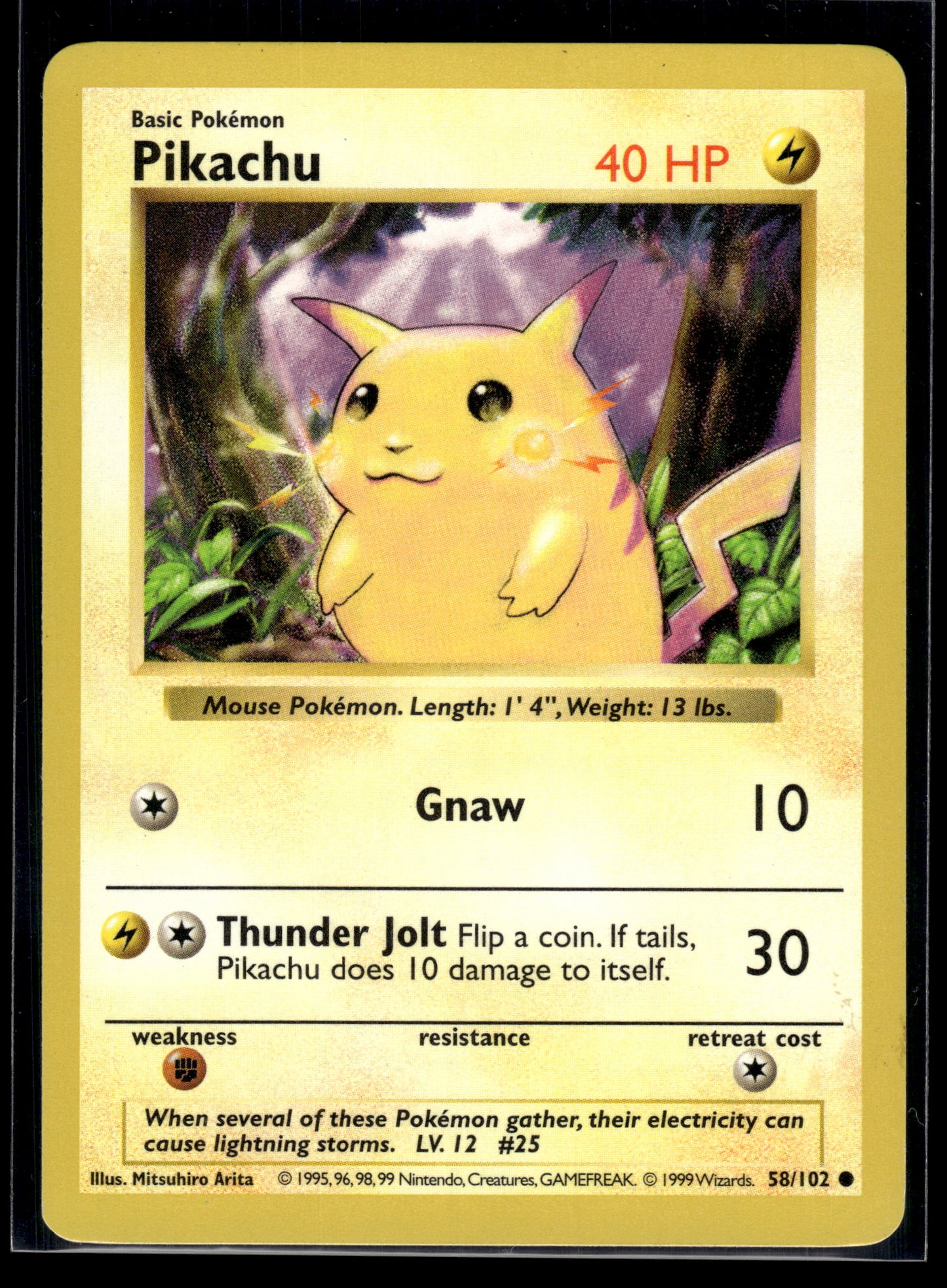 Pikachu (Shadowless) #058/102 Base Set LP