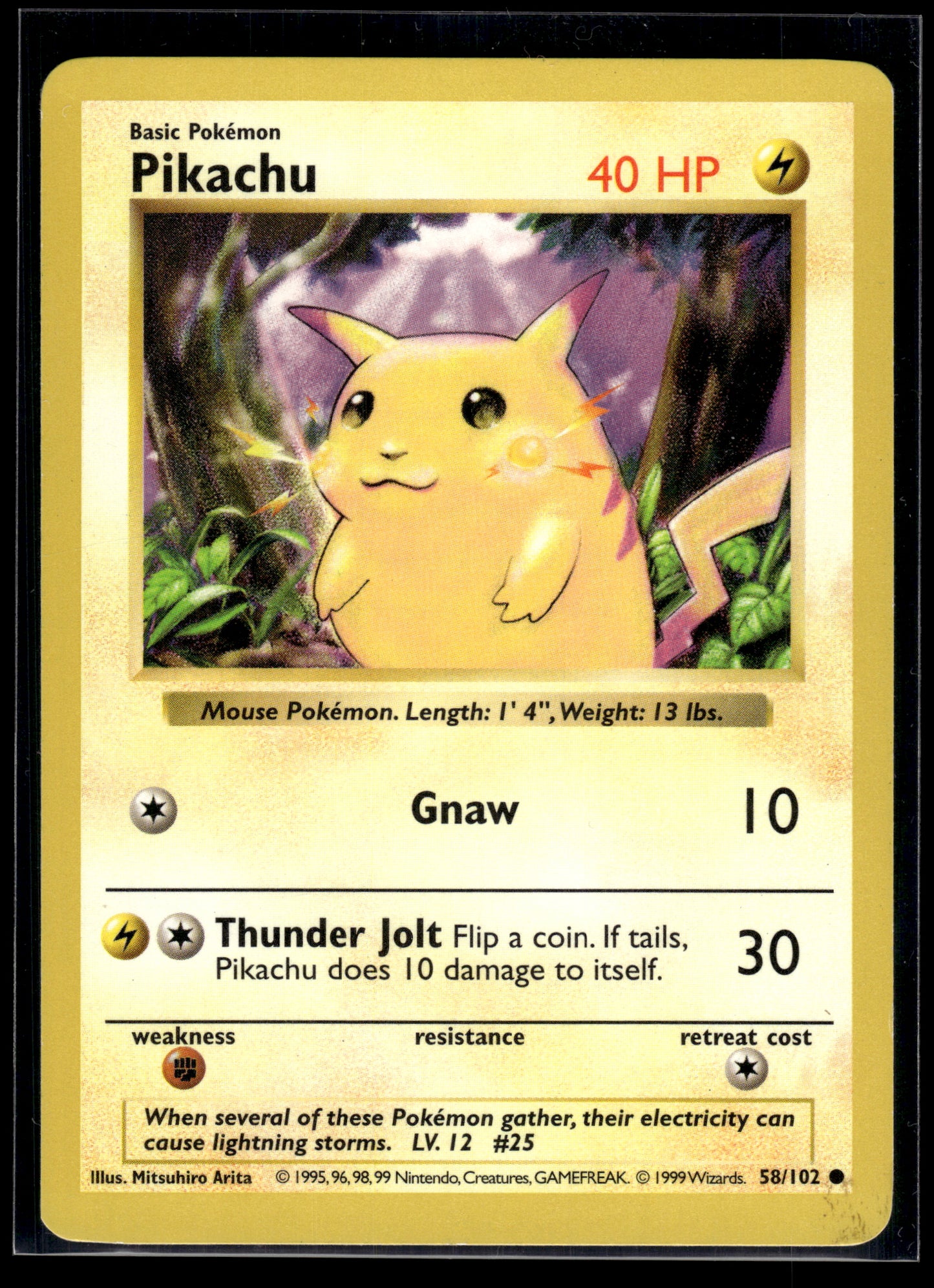 Pikachu (Shadowless) #058/102 Base Set LP