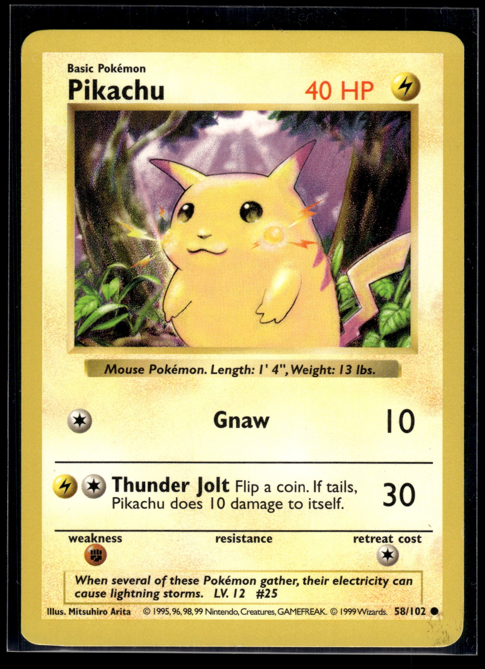 Pikachu (Shadowless) #058/102 Base Set LP