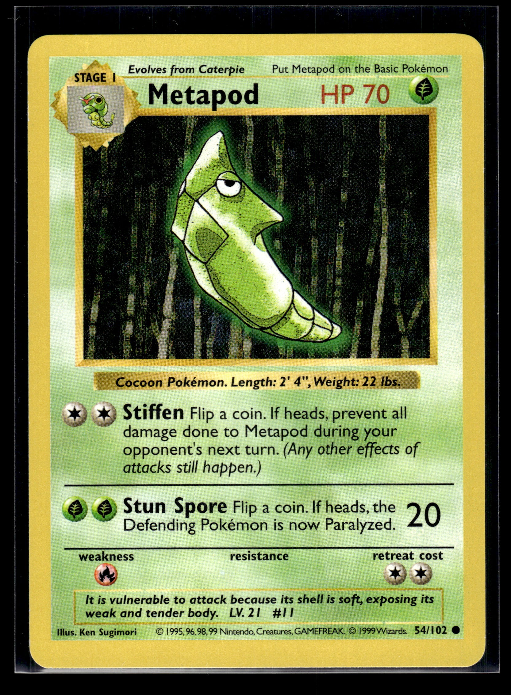 Metapod (Shadowless) #054/102 Base Set LP