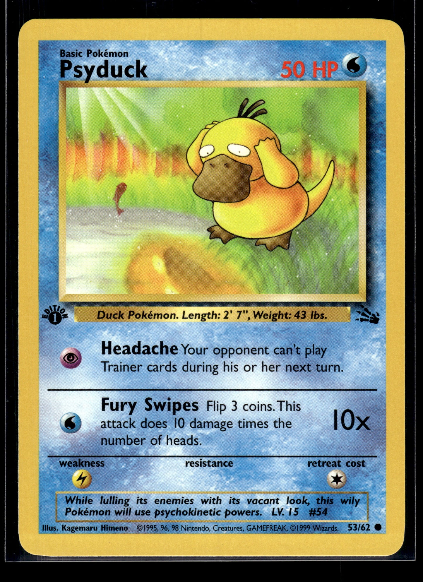 Psyduck #53/62 1st Edition Fossil LP