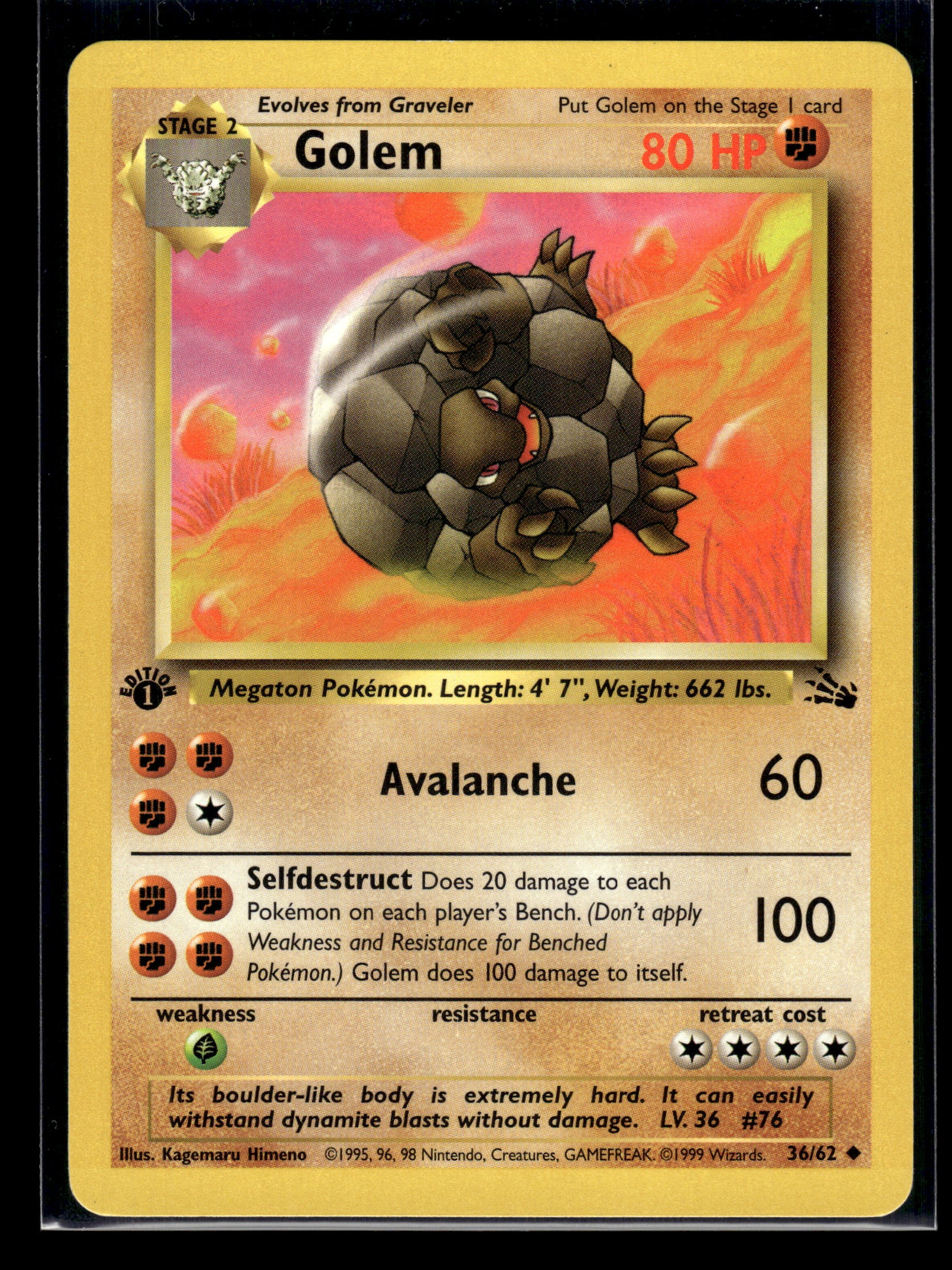 Golem #36/62 1st Edition Fossil LP
