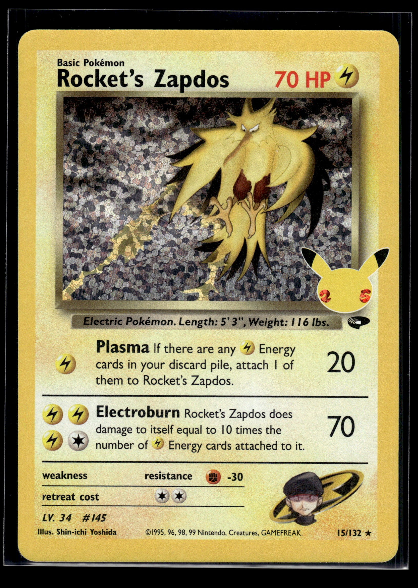 Rocket's Zapdos #15/132 Celebrations: Classic Collection VLP