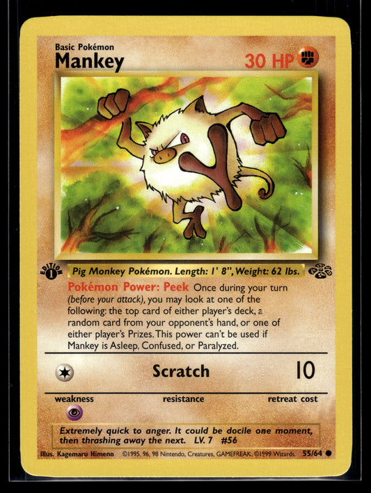 Mankey #55/64 1st Edition Jungle LP