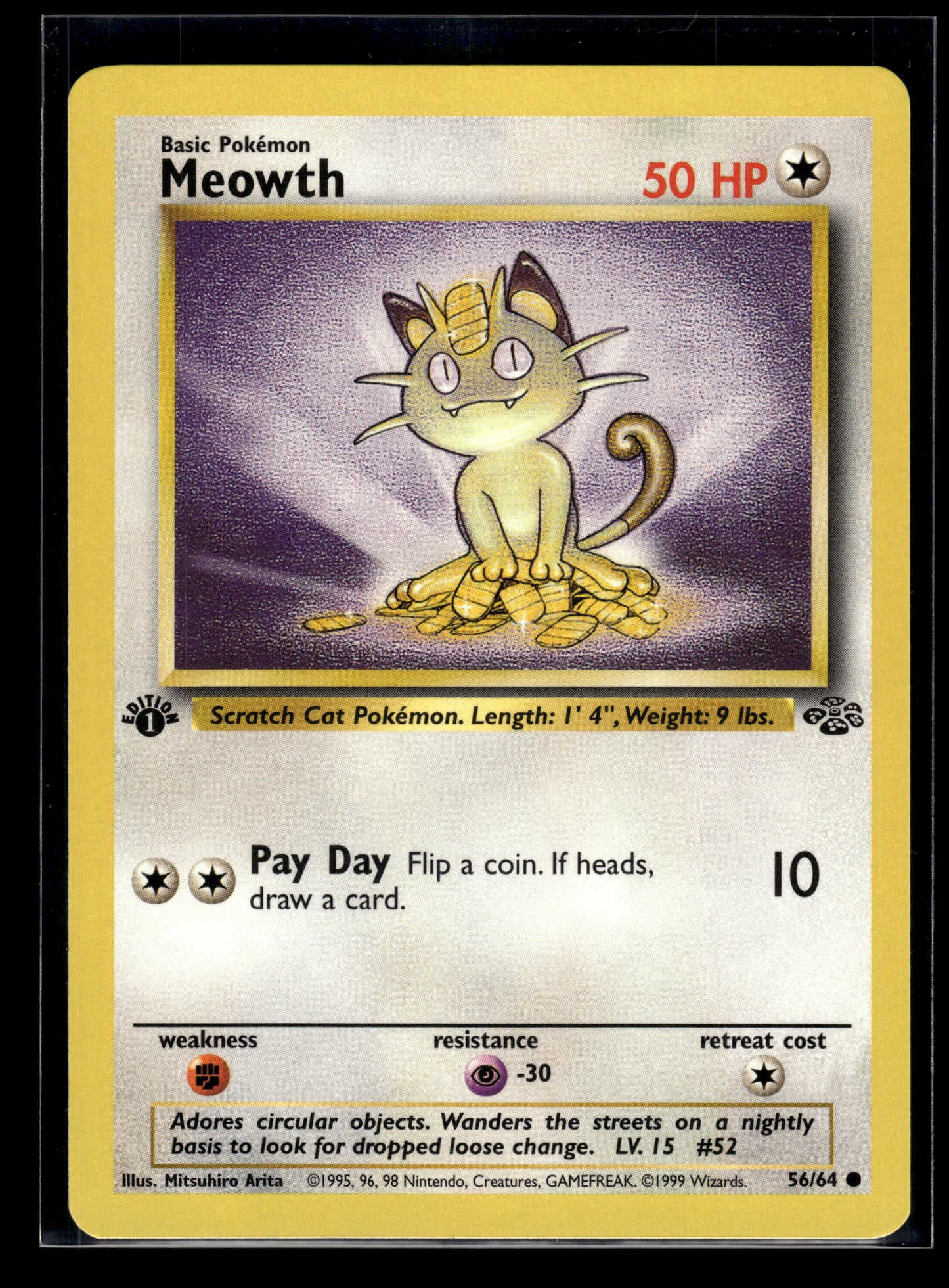 Meowth #56/64 1st Edition Jungle LP