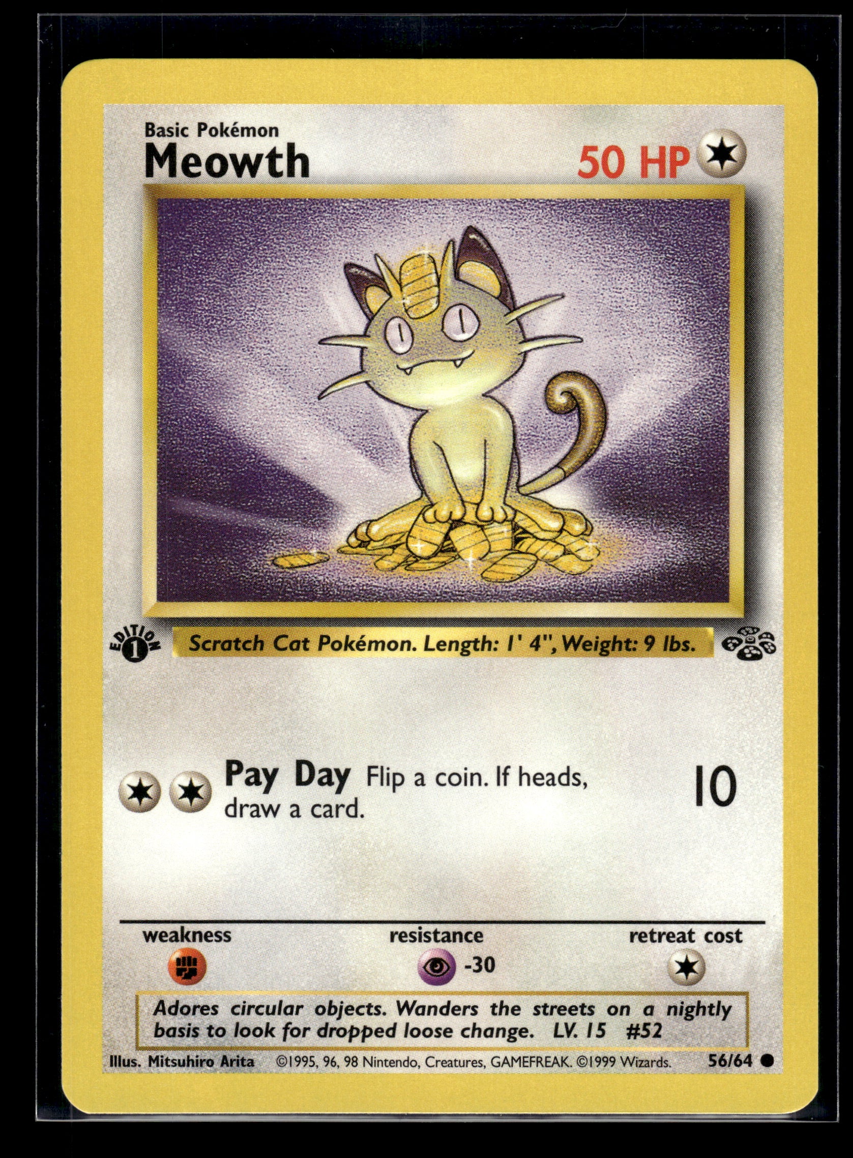 Meowth #56/64 1st Edition Jungle LP